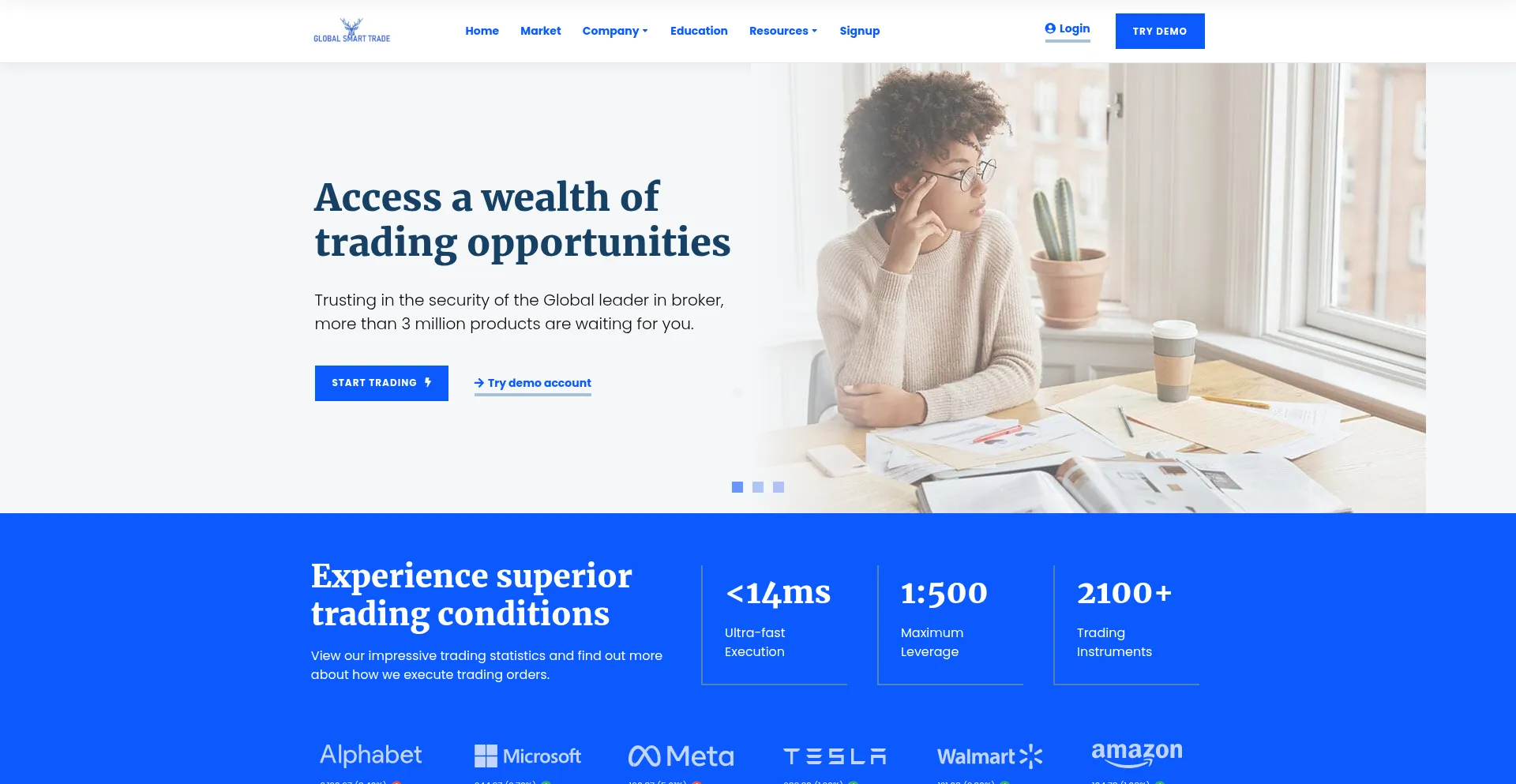 Website screenshot of Globasmartrade.online