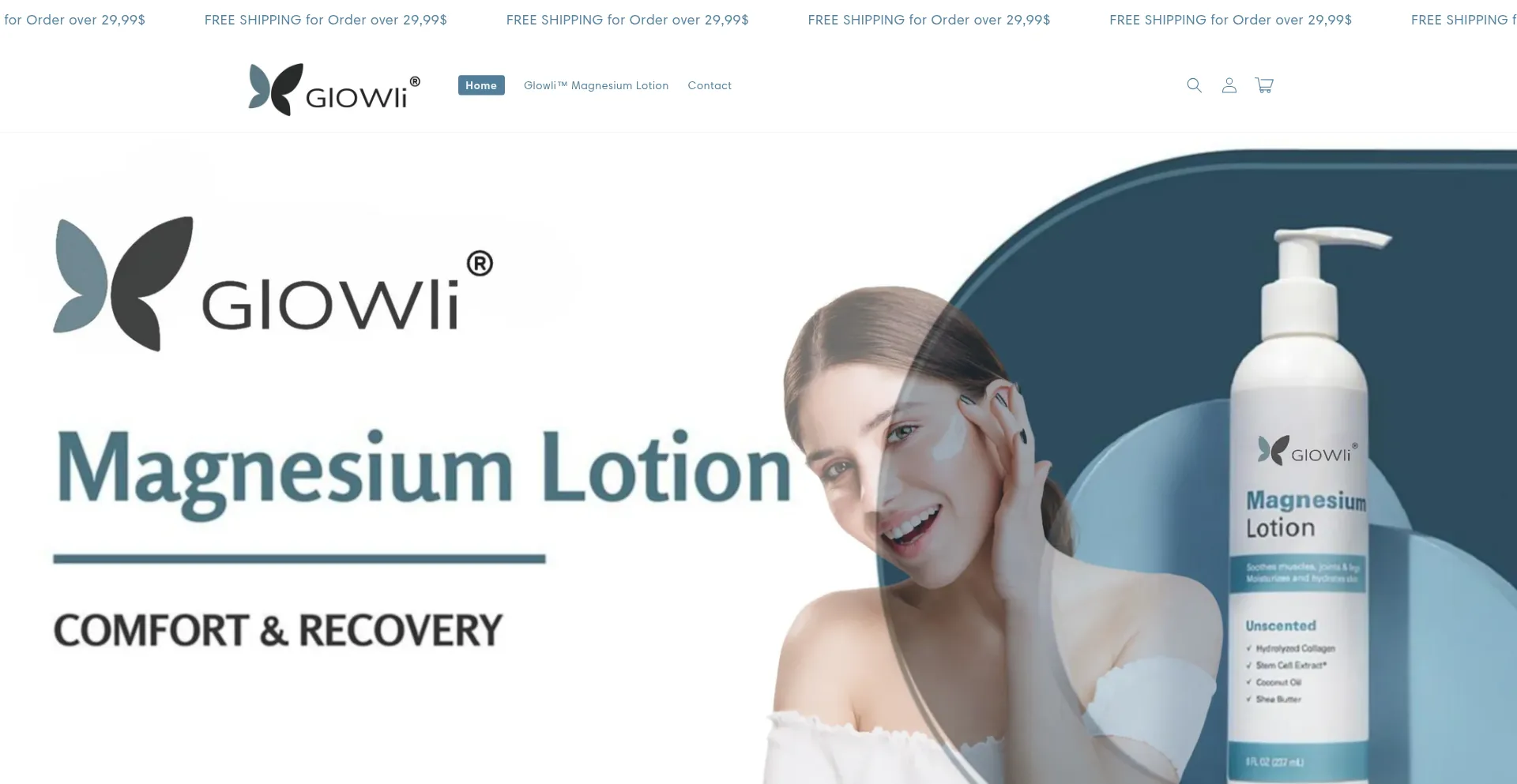 Website screenshot of Glowli.com