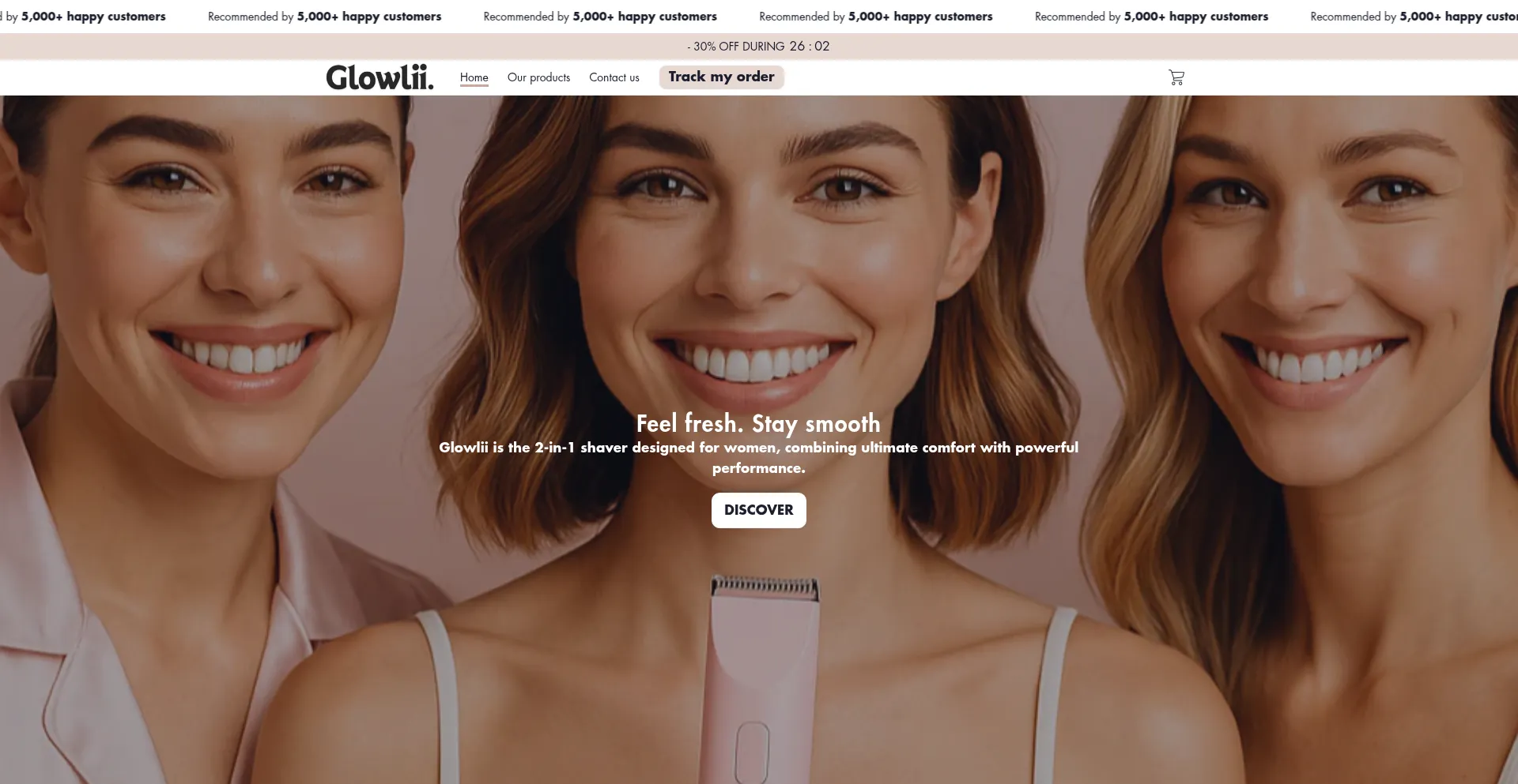 Website screenshot of Glowlii.com
