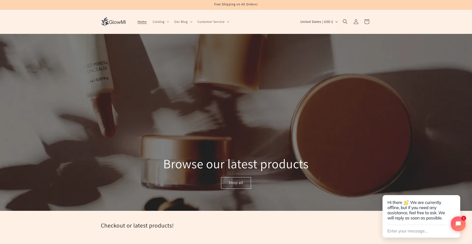Website screenshot of Glowmiskincare.com