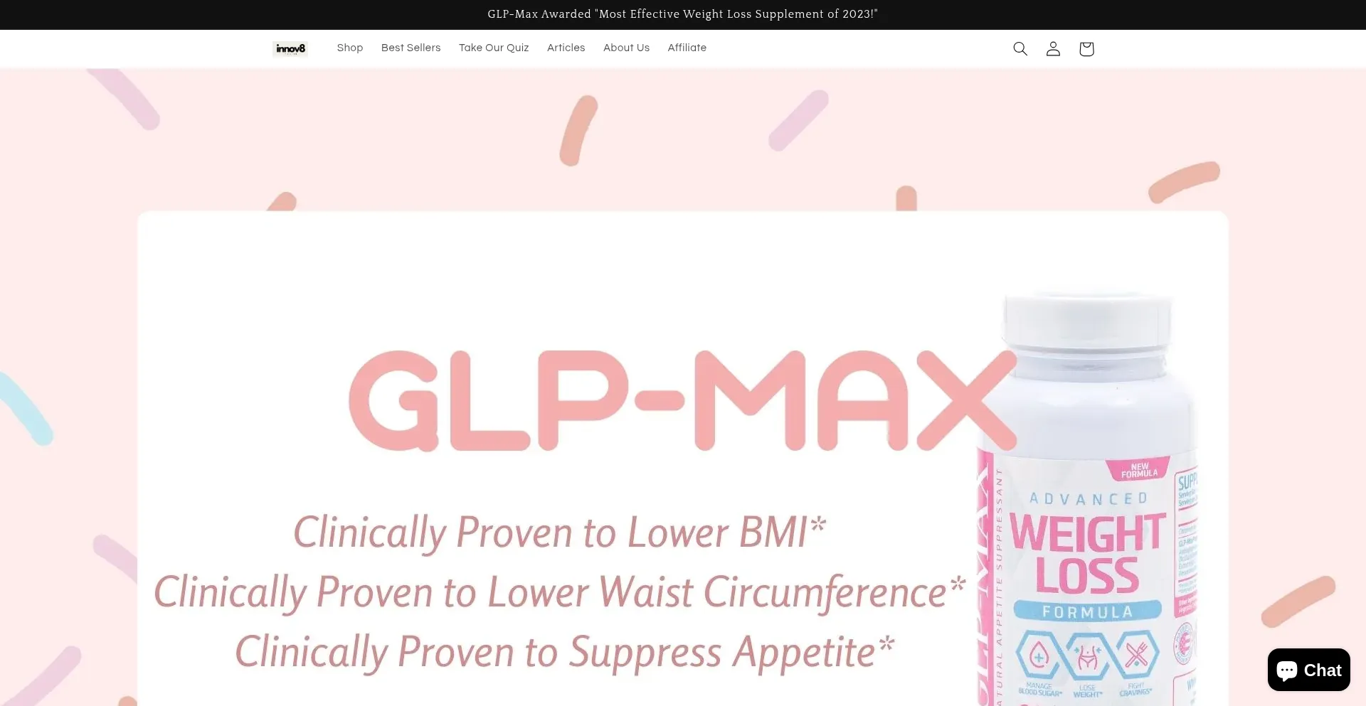 Website screenshot of Glp1max.com