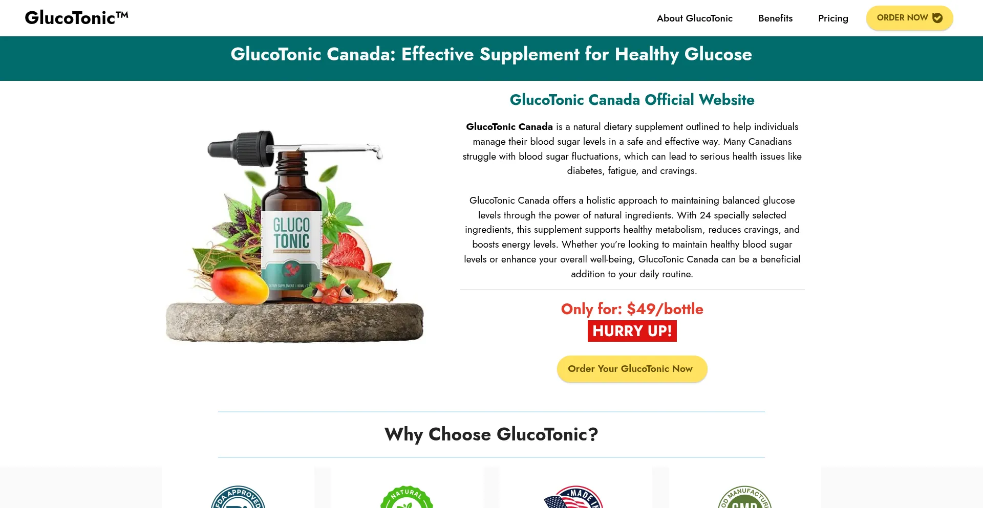 Website screenshot of Glucotonic-com.ca