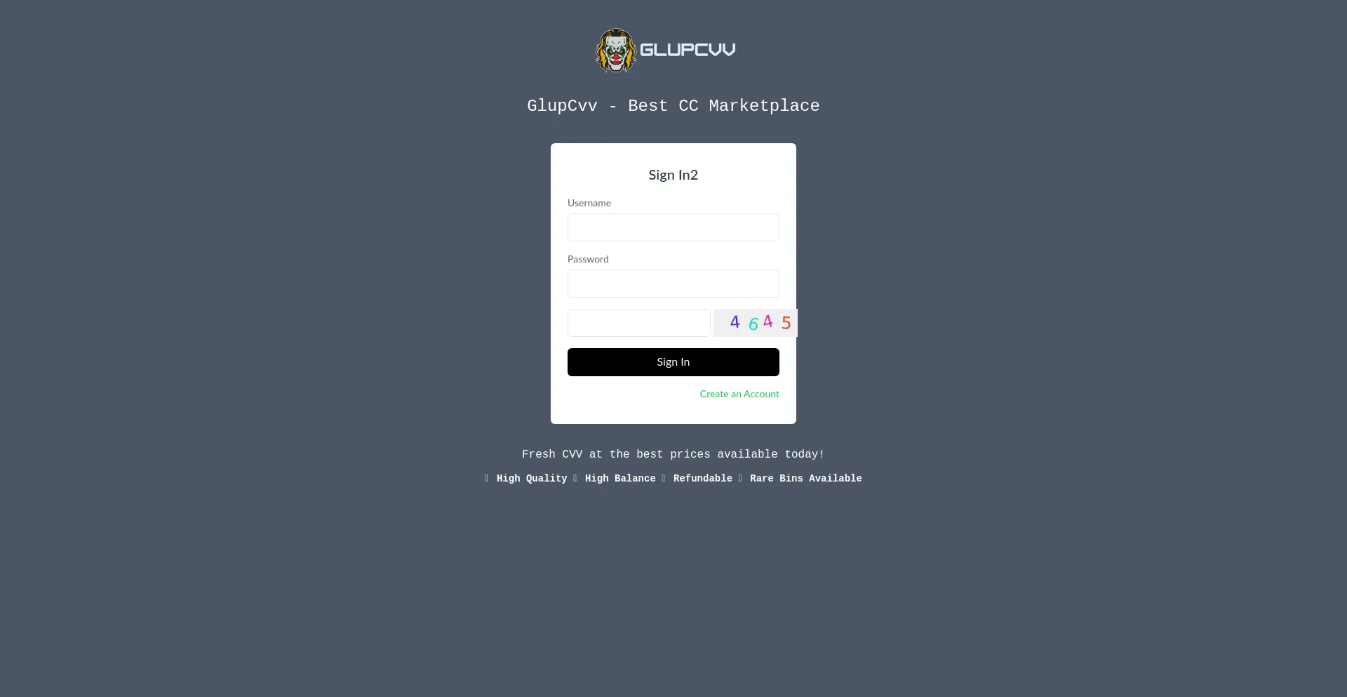 Website screenshot of Glupcvv.shop