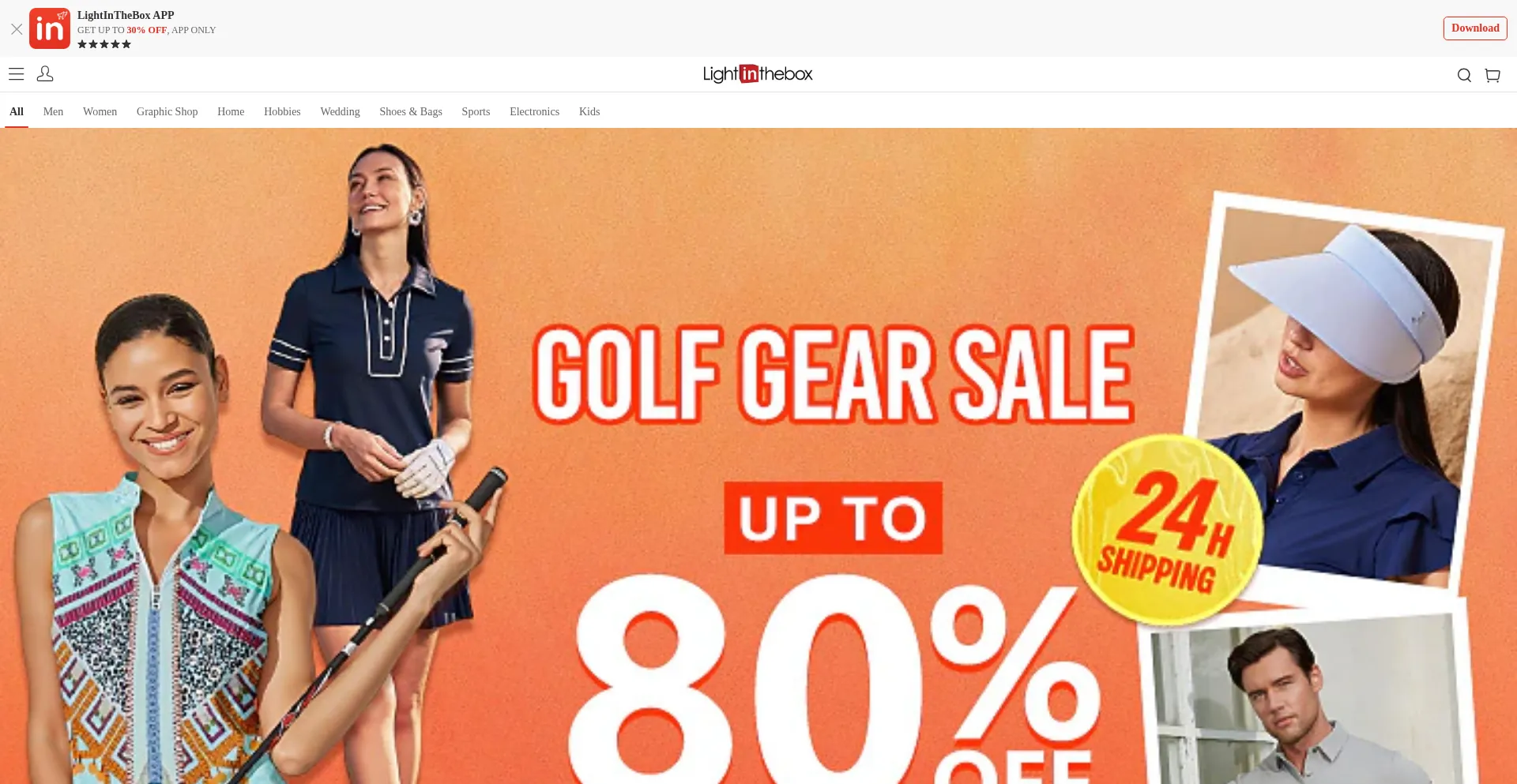 Website screenshot of Gm.lightinthebox.com