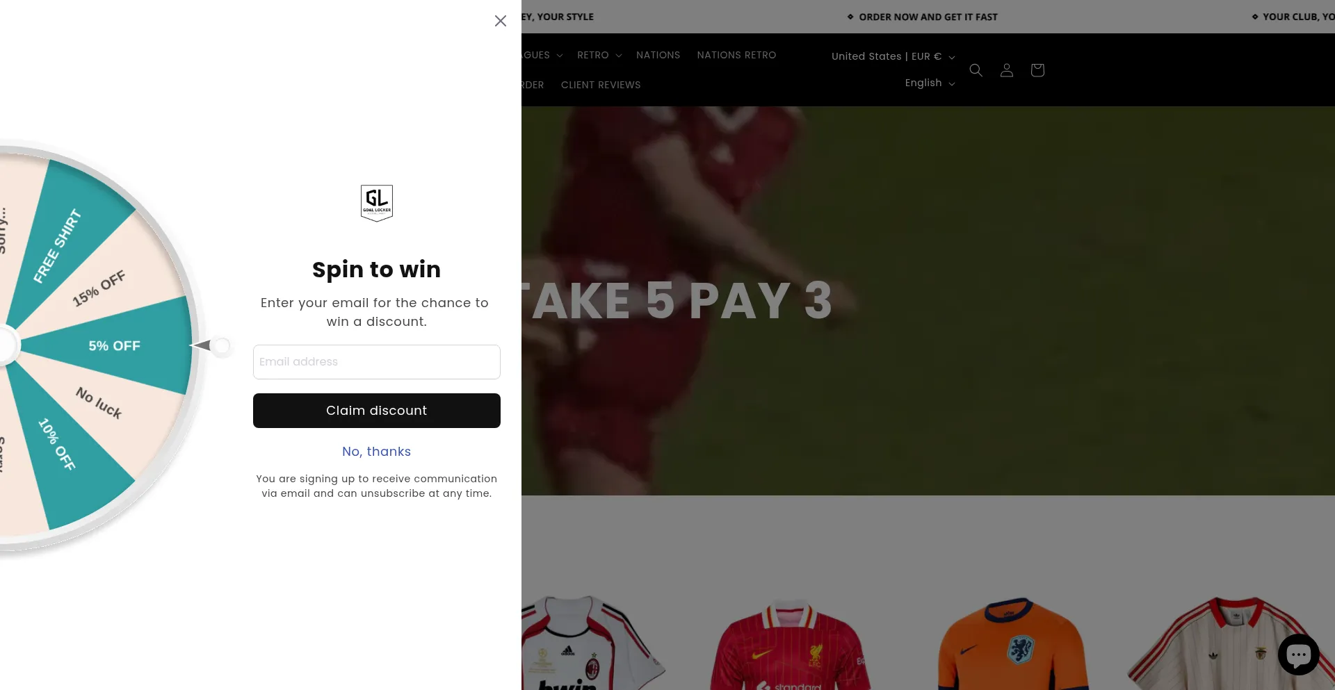 Website screenshot of Goallocker.com