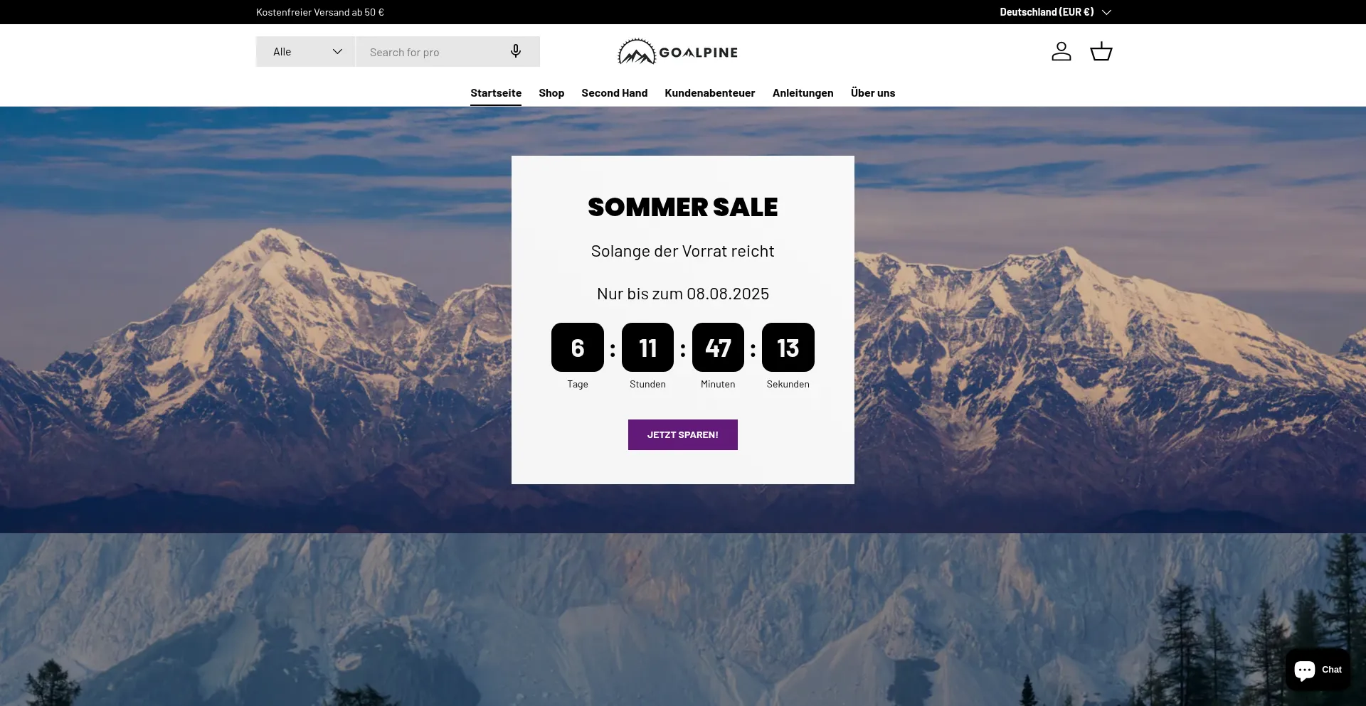 Website screenshot of Goalpine.ch