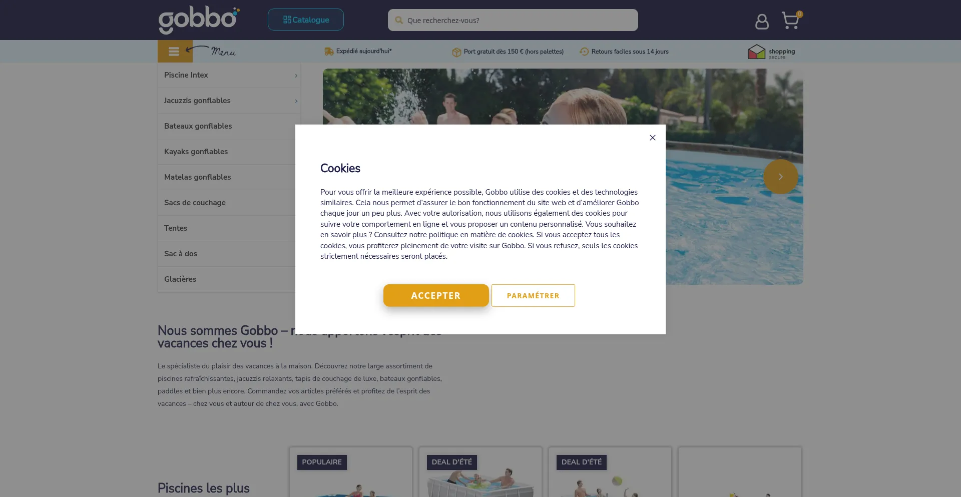 Website screenshot of Gobbo.fr