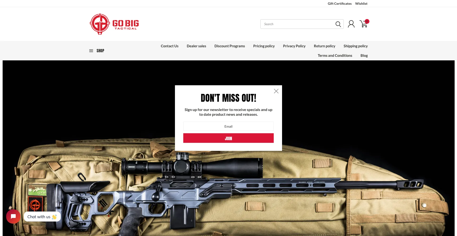 Website screenshot of Gobigtactical.com