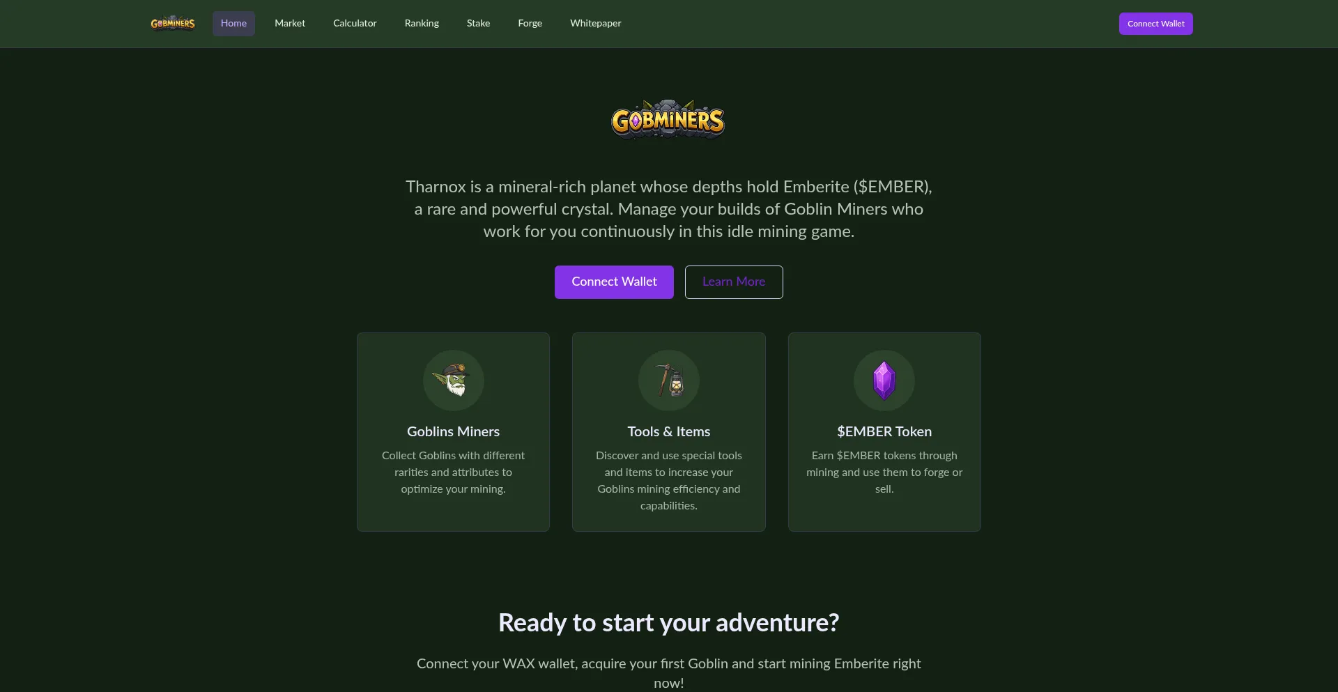 Website screenshot of Gobminers.xyz