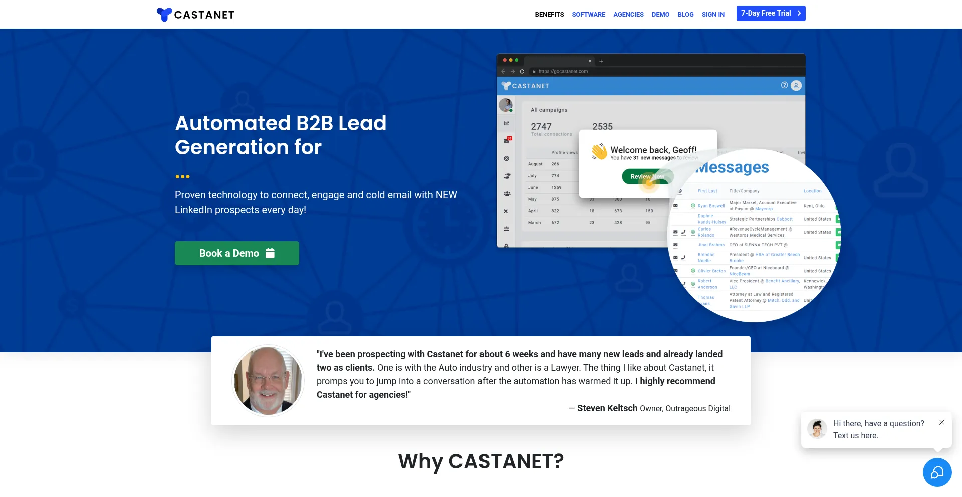 Website screenshot of Gocastanet.com