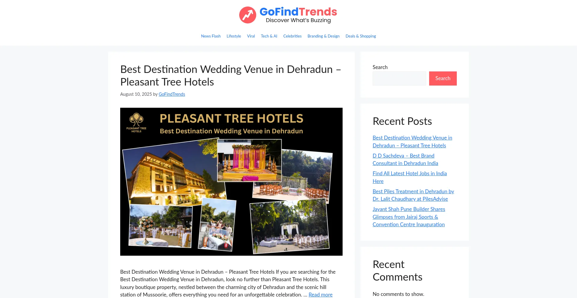 Website screenshot of Gofindtrends.com