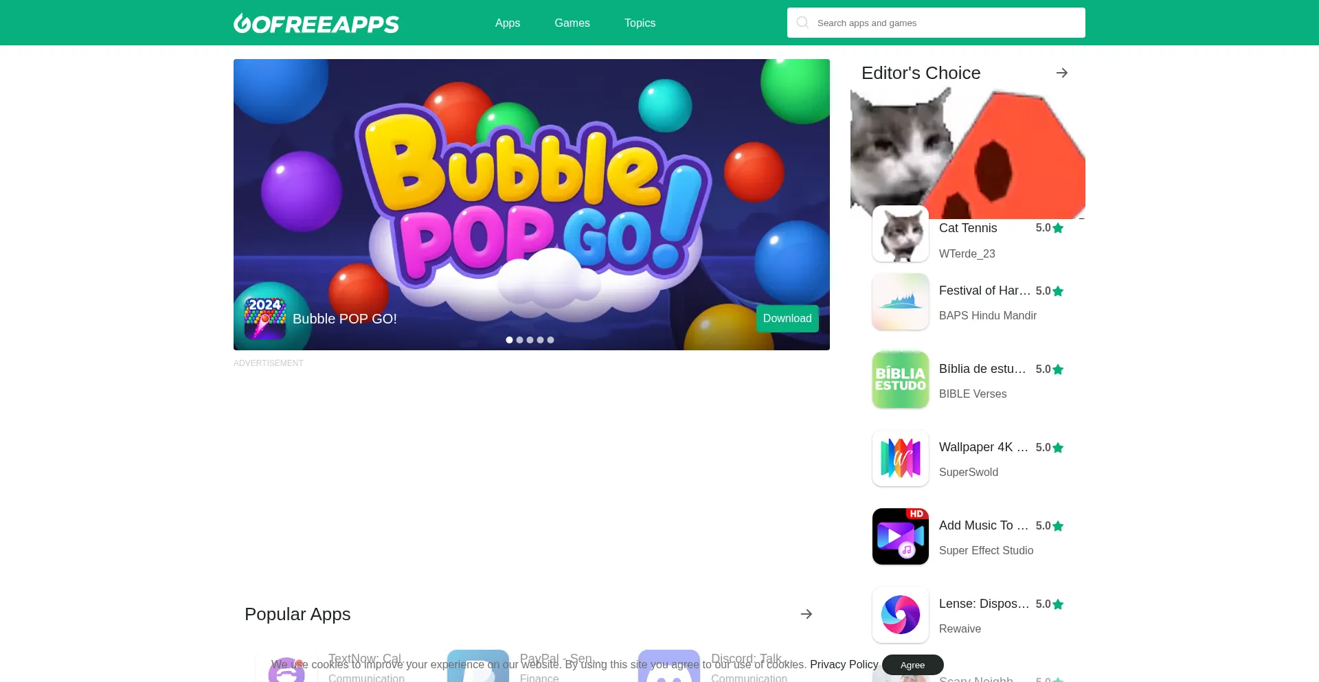 Website screenshot of Gofreeapps.com