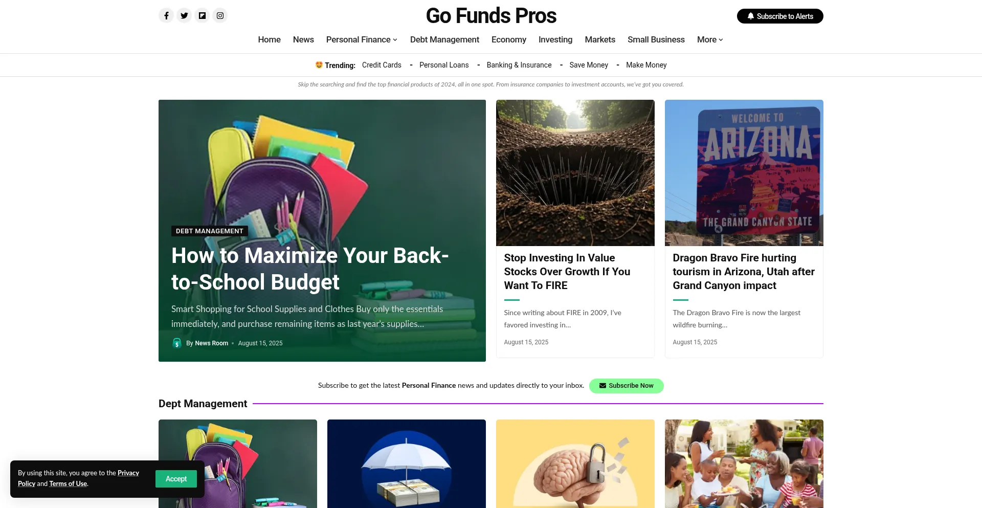Website screenshot of Gofundspros.com