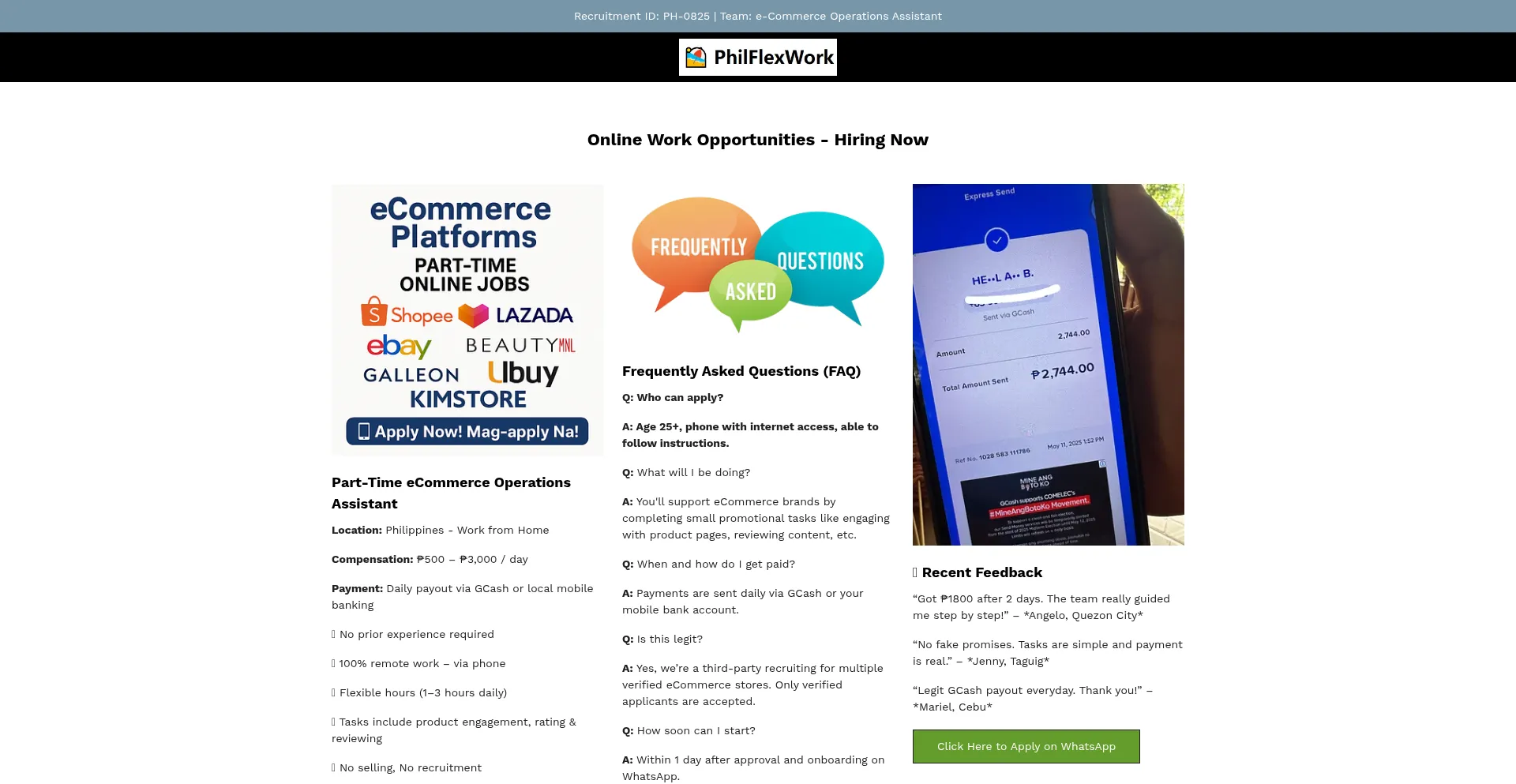 Website screenshot of Gohomeworkph.com
