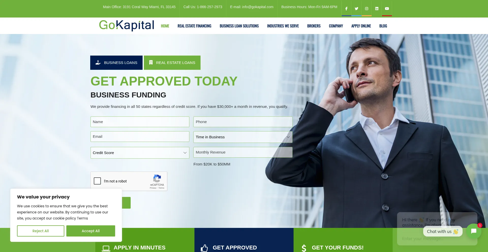 Website screenshot of Gokapital.com