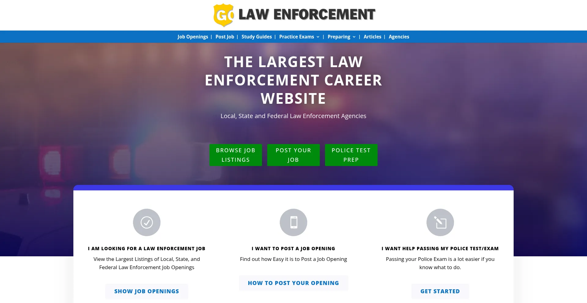 Website screenshot of Golawenforcement.com