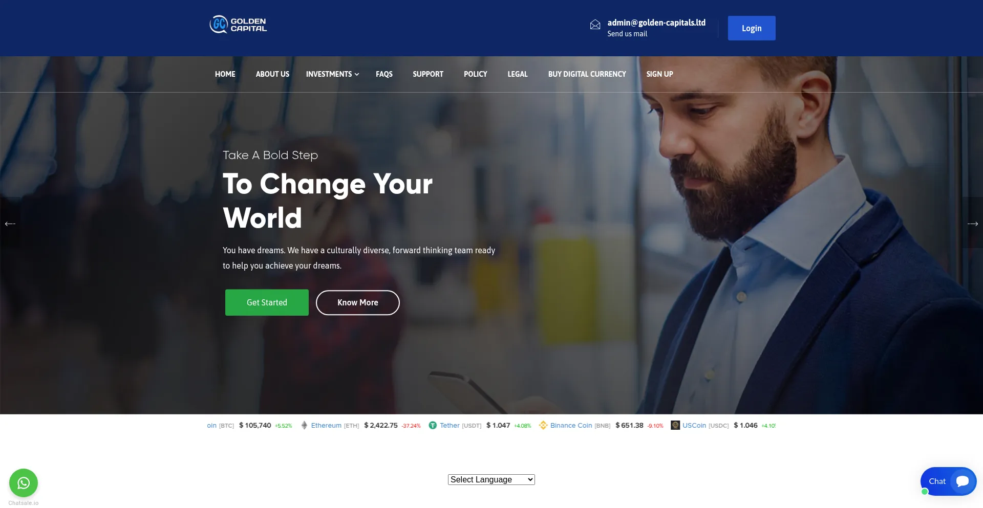 Website screenshot of Golden-capitals.ltd