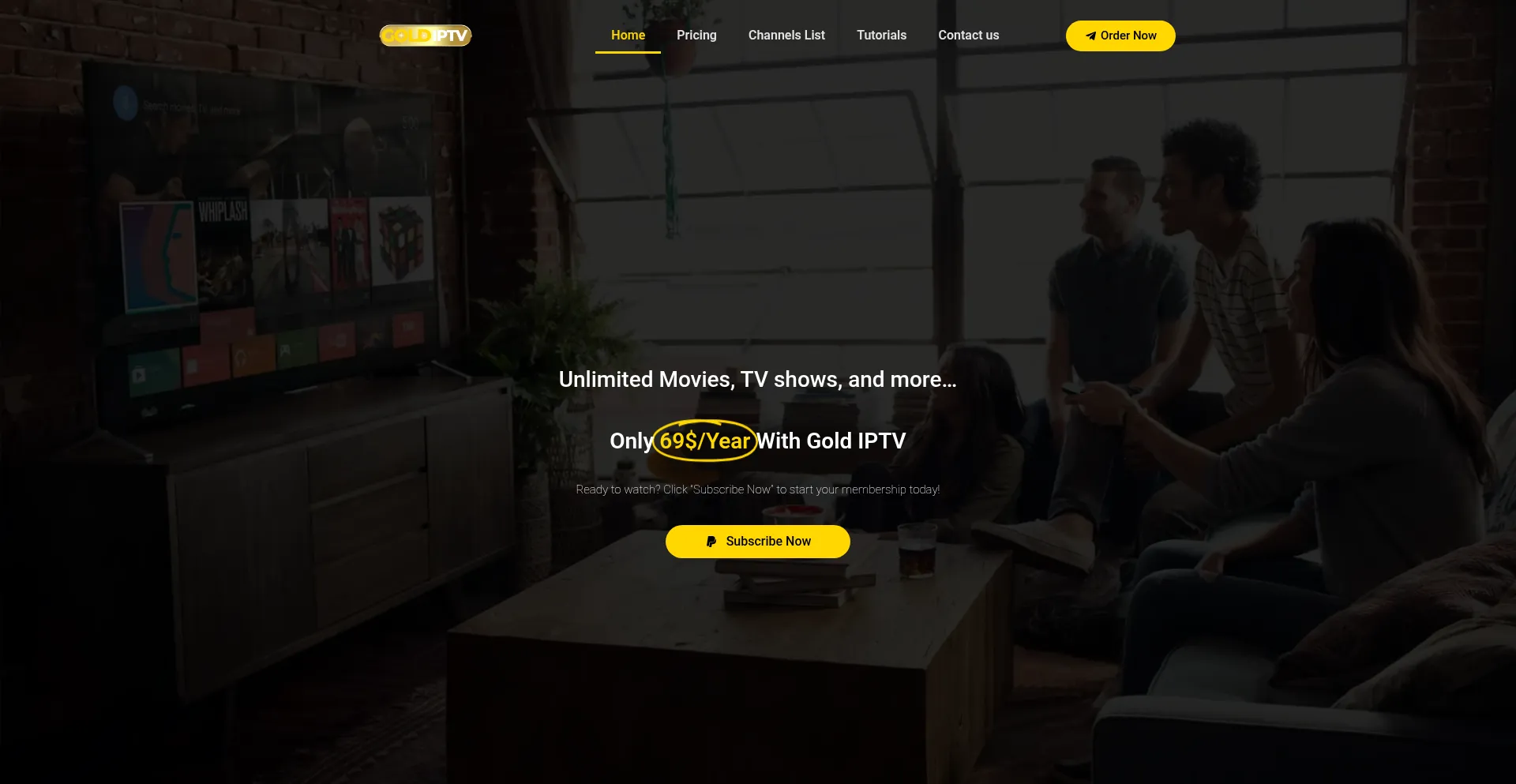 Website screenshot of Goldiptv.io