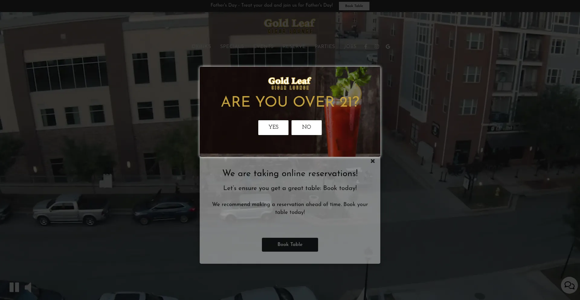 Website screenshot of Goldleafcigarlounge.com