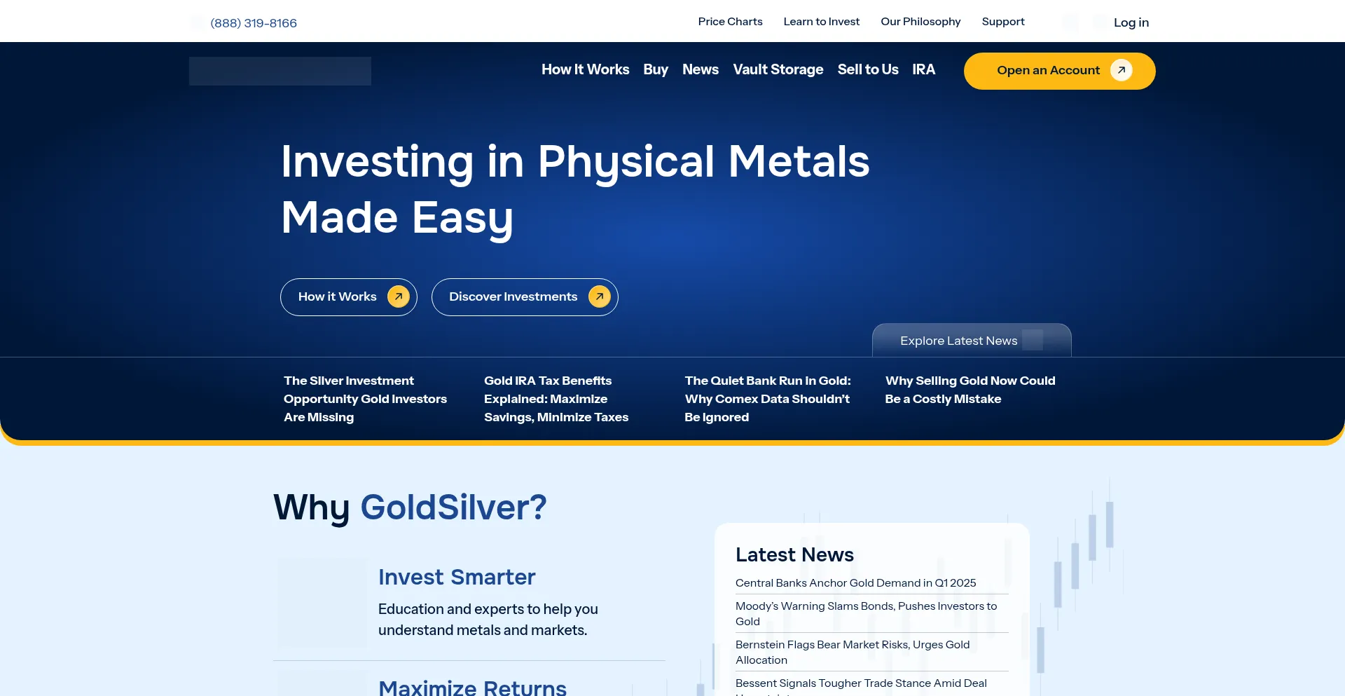 Website screenshot of Goldsilver.com