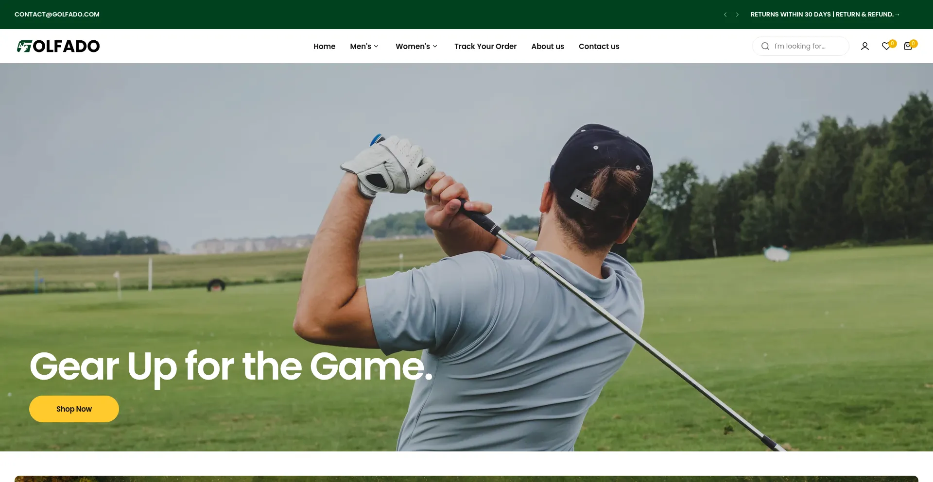 Website screenshot of Golfado.com