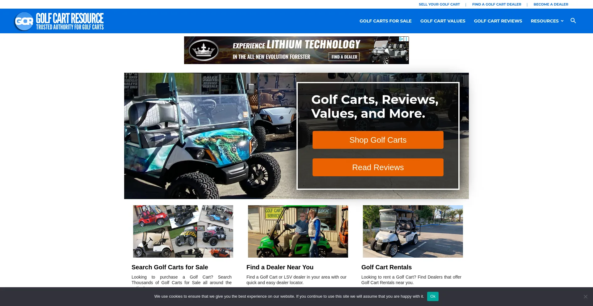 Website screenshot of Golfcartresource.com