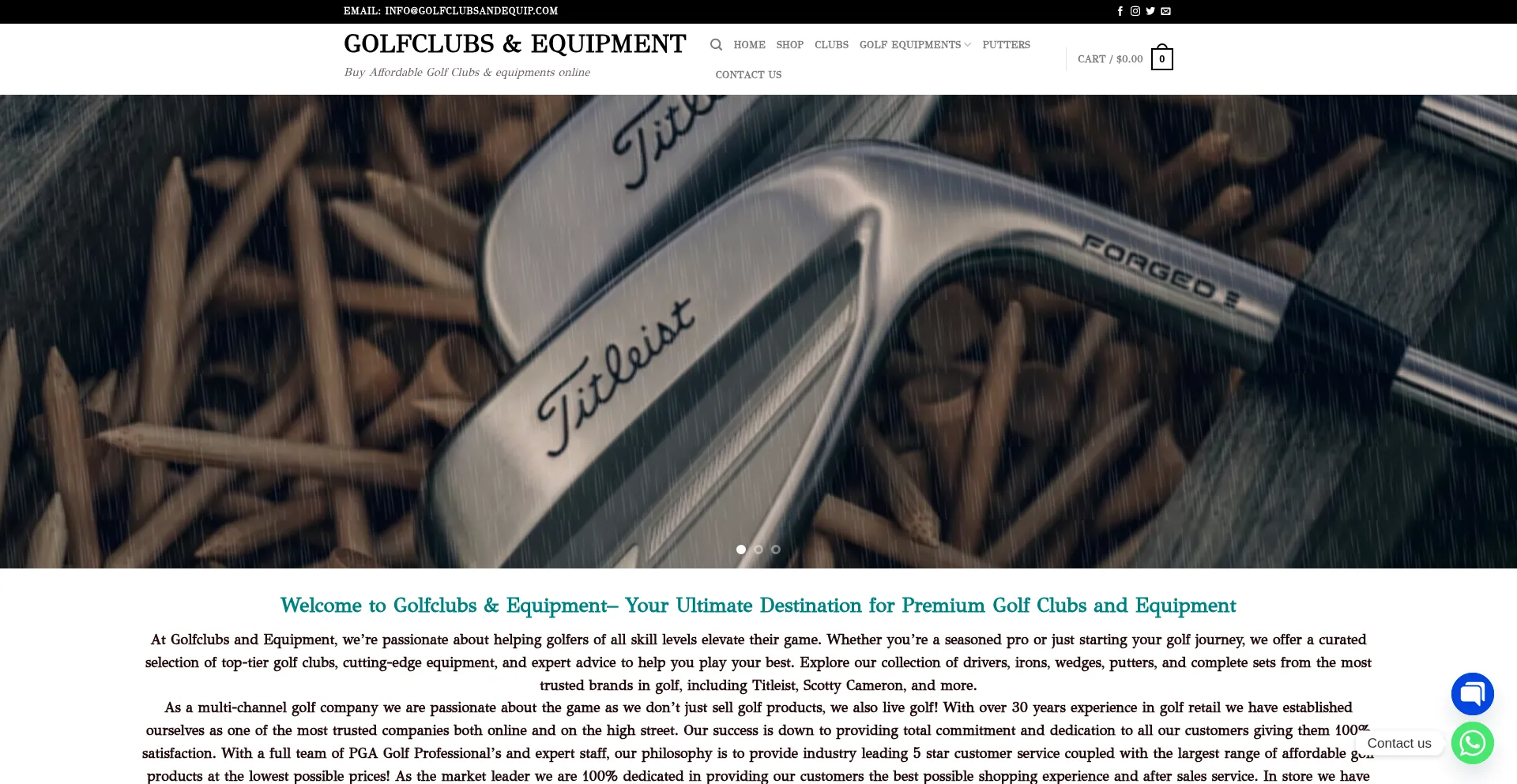Website screenshot of Golfclubsandequip.com