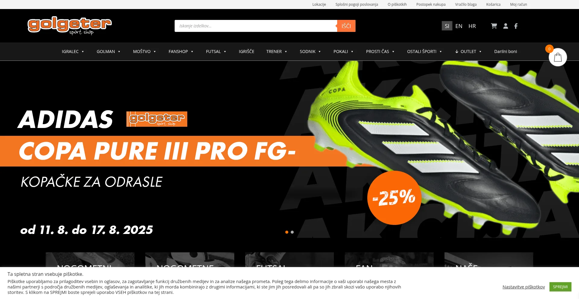 Website screenshot of Golgeter-shop.com