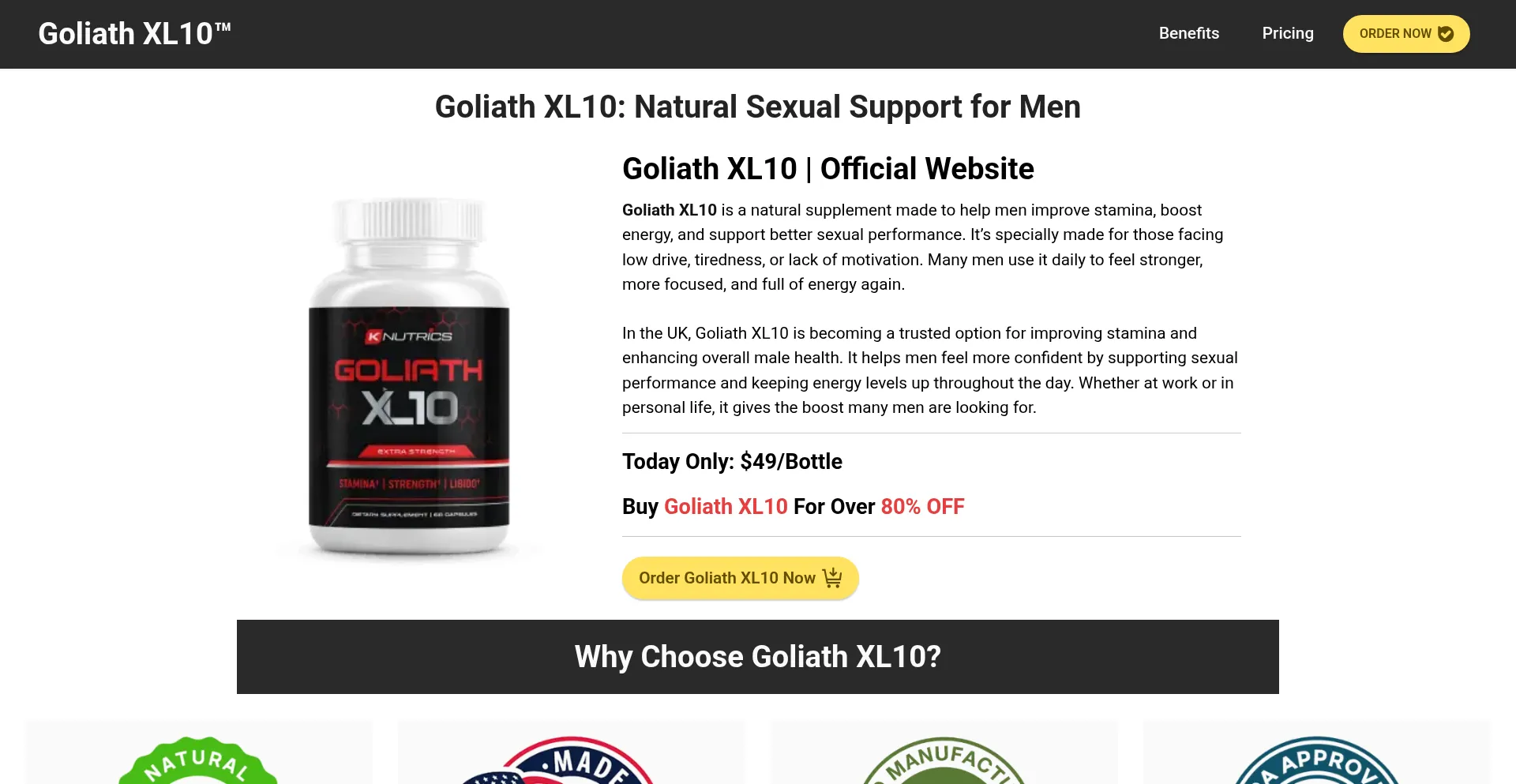 Website screenshot of Goliathxl10.co.uk