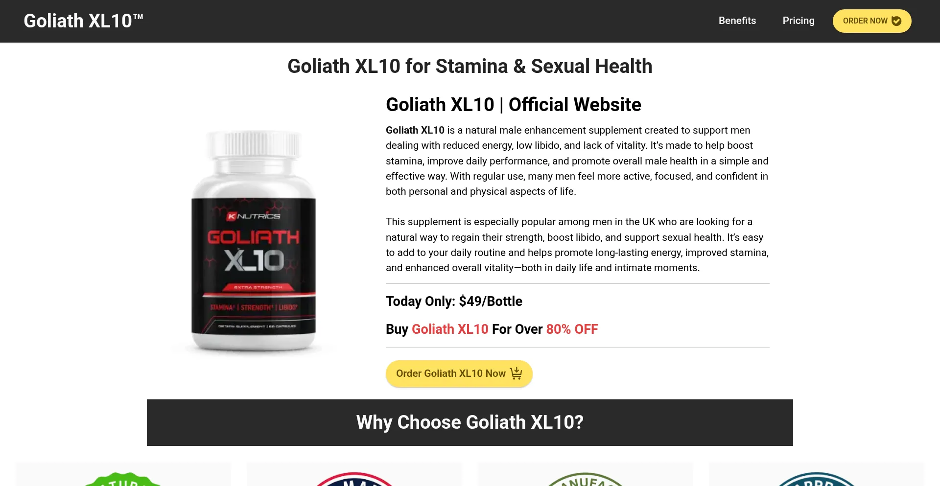 Website screenshot of Goliathxl10.uk