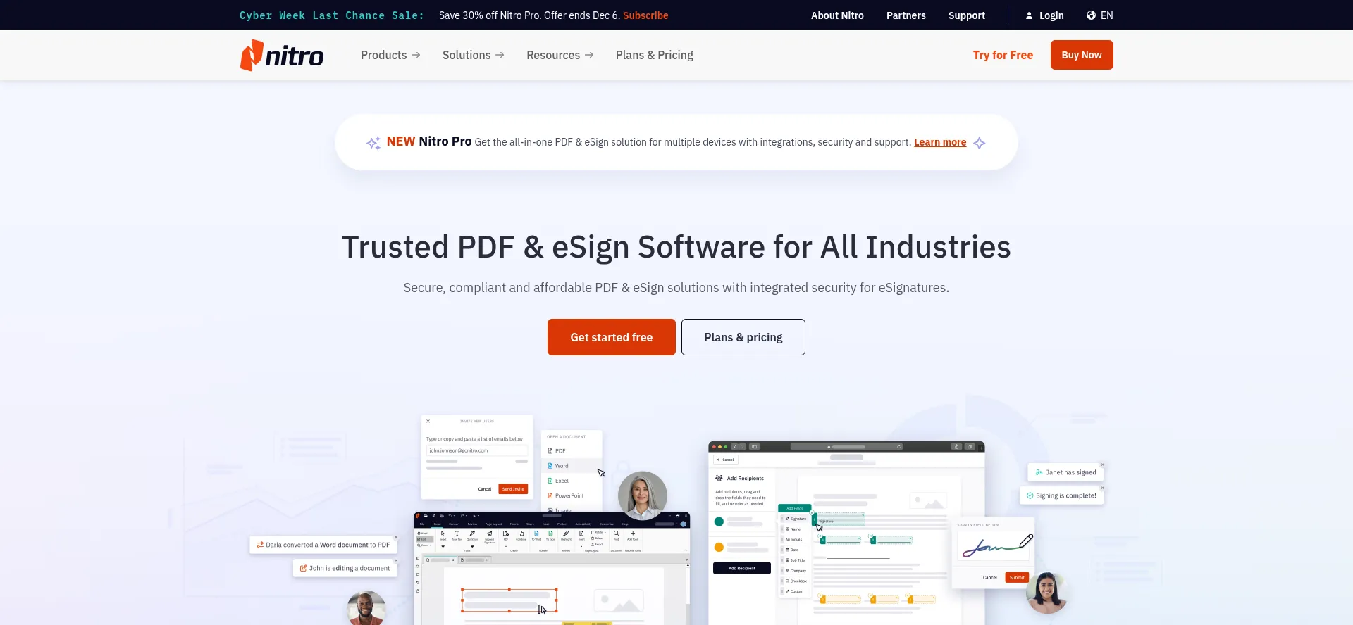 Website screenshot of Gonitro.com