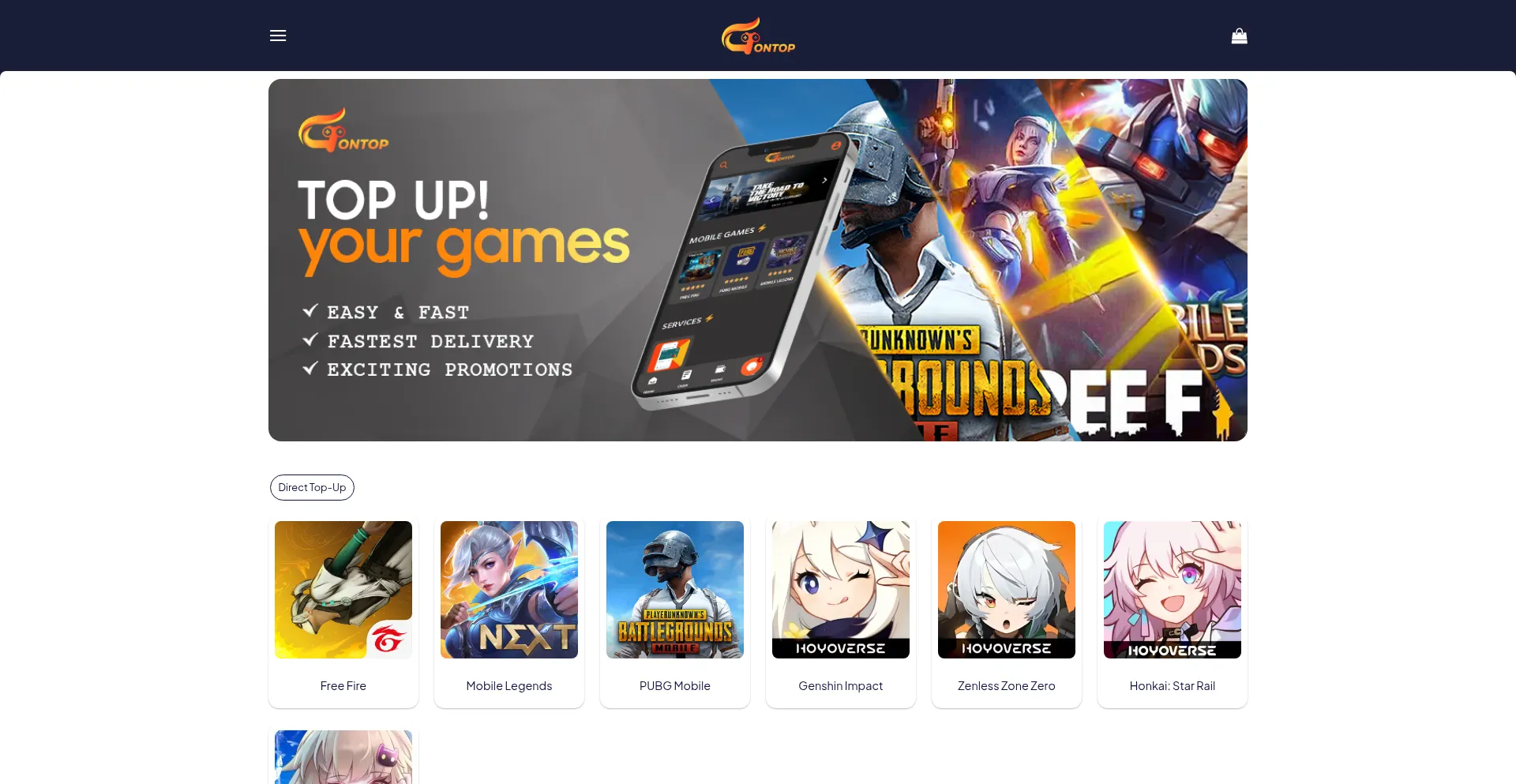 Website screenshot of Gontop.app