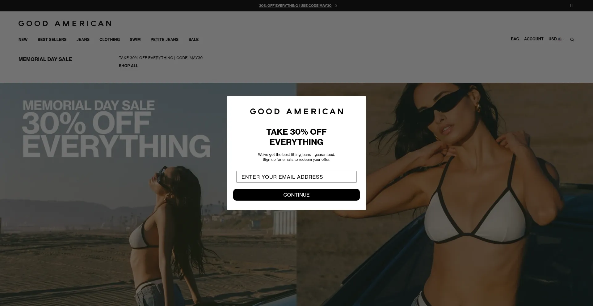 Website screenshot of Goodamerican.com