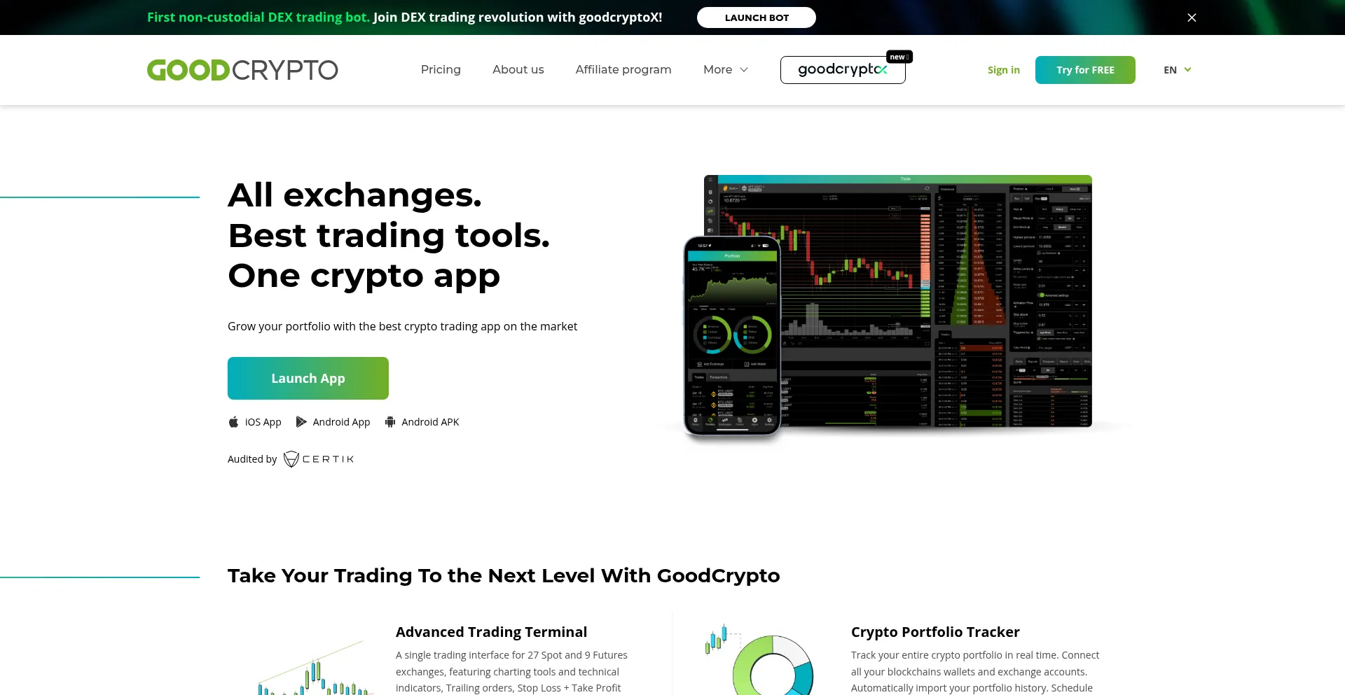 Website screenshot of Goodcrypto.app