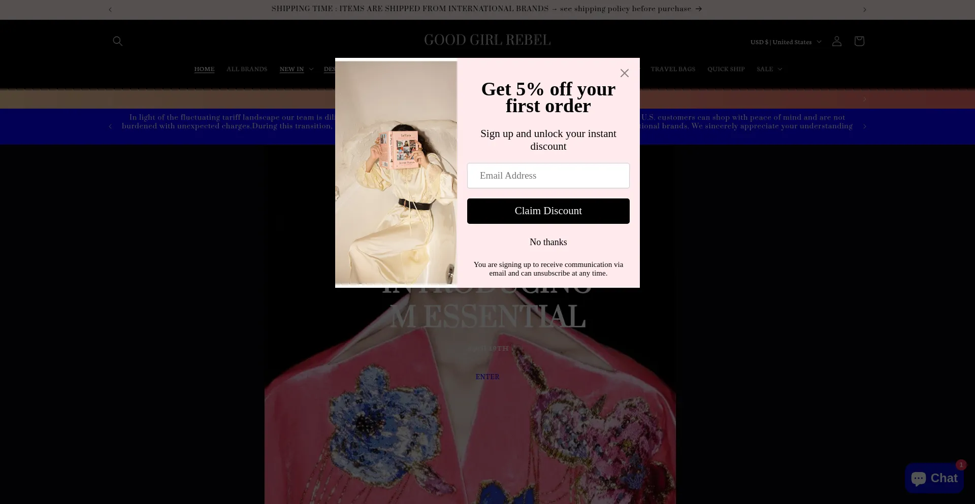 Website screenshot of Goodgirlrebel.com