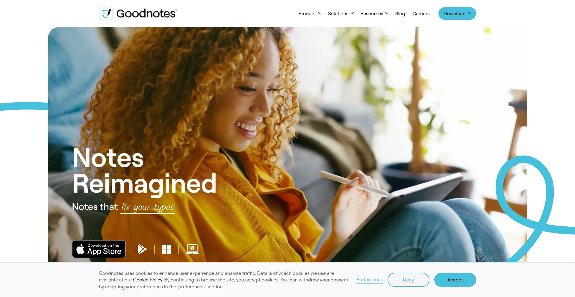 Website screenshot of Goodnotes.com
