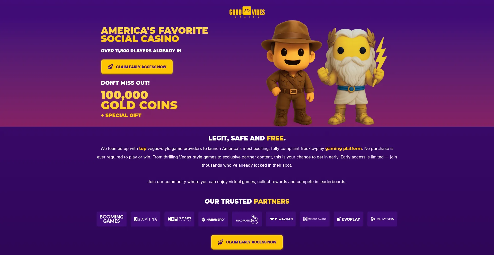 Website screenshot of Goodvibescasino.com