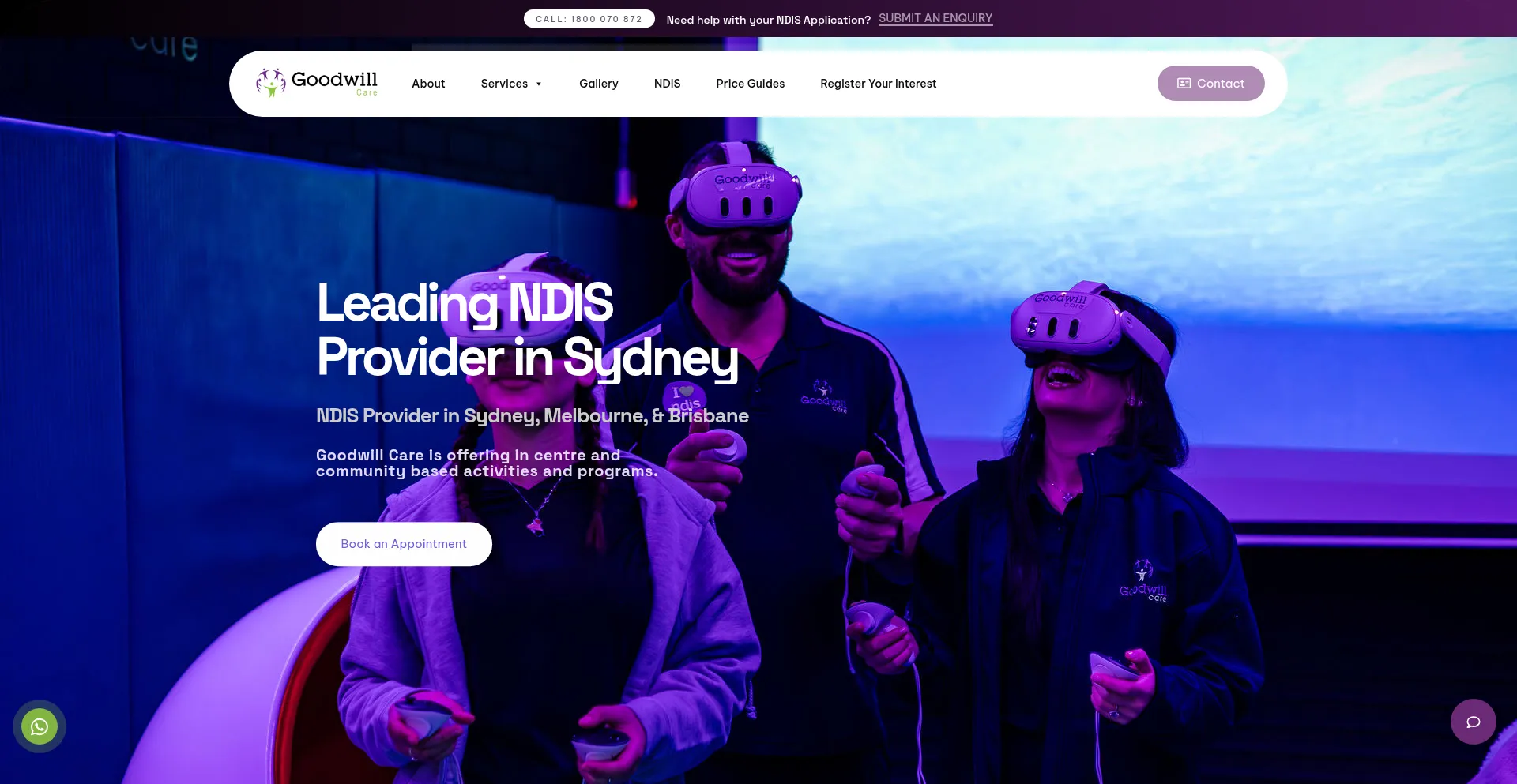 Website screenshot of Goodwillcare.com.au