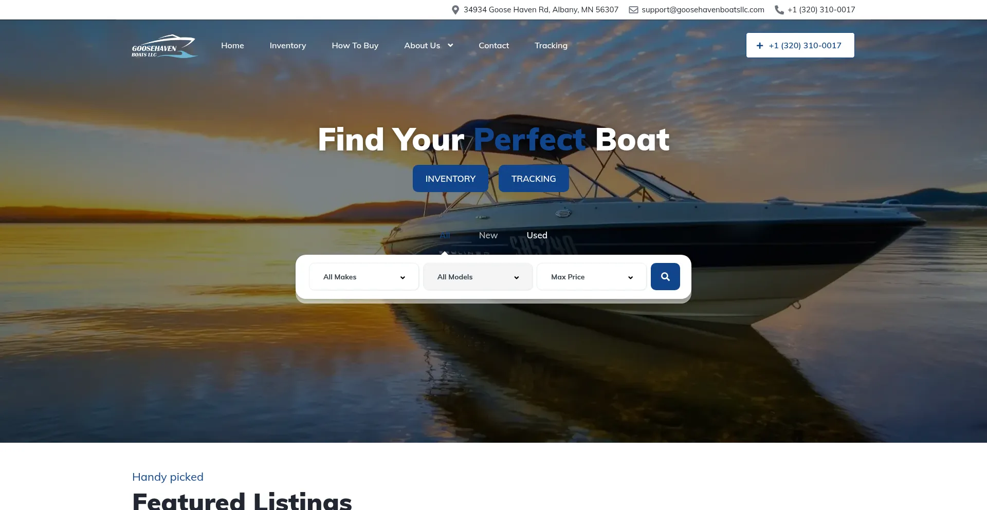 Website screenshot of Goosehavenboatsllc.com