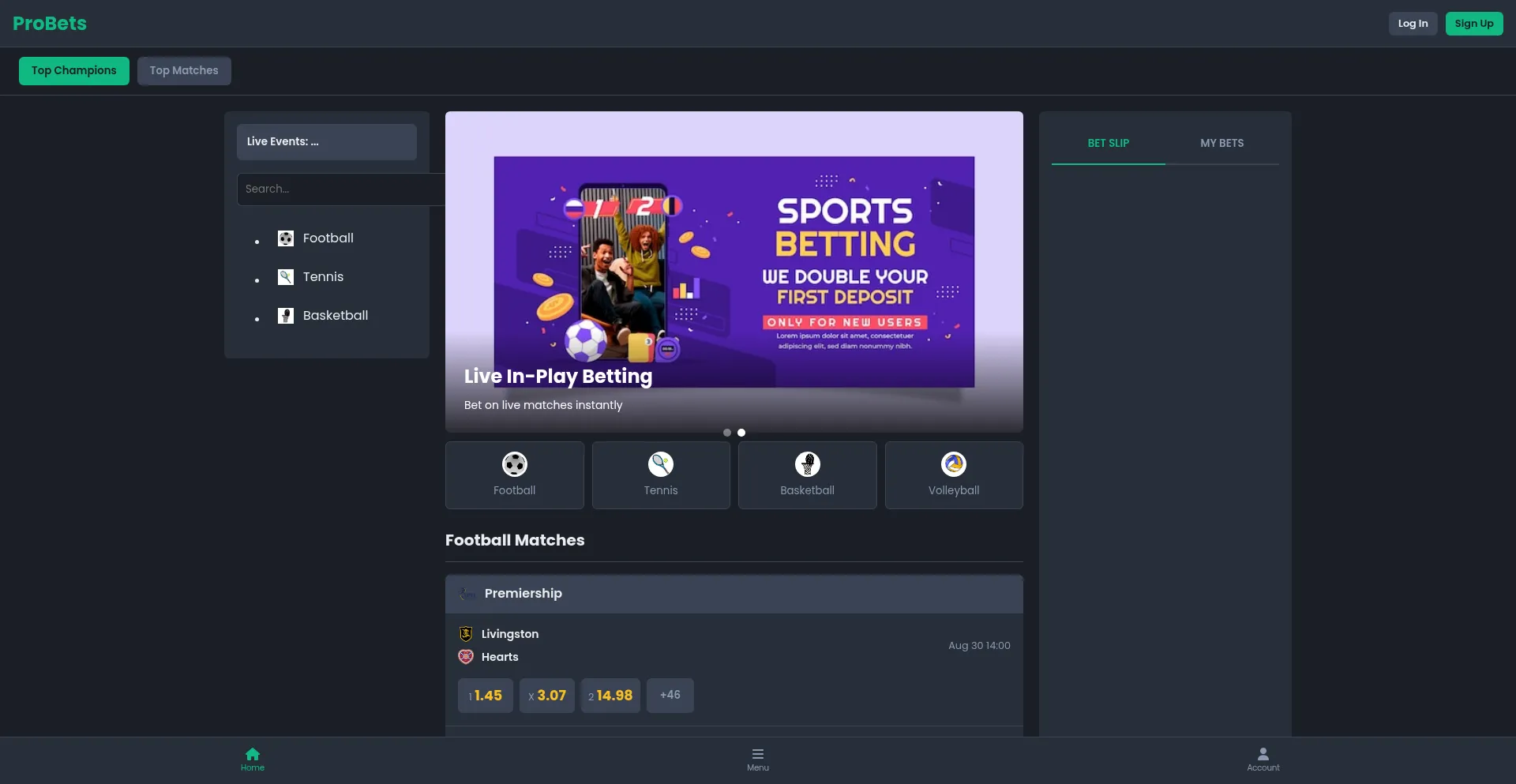 Website screenshot of Goprobets.com