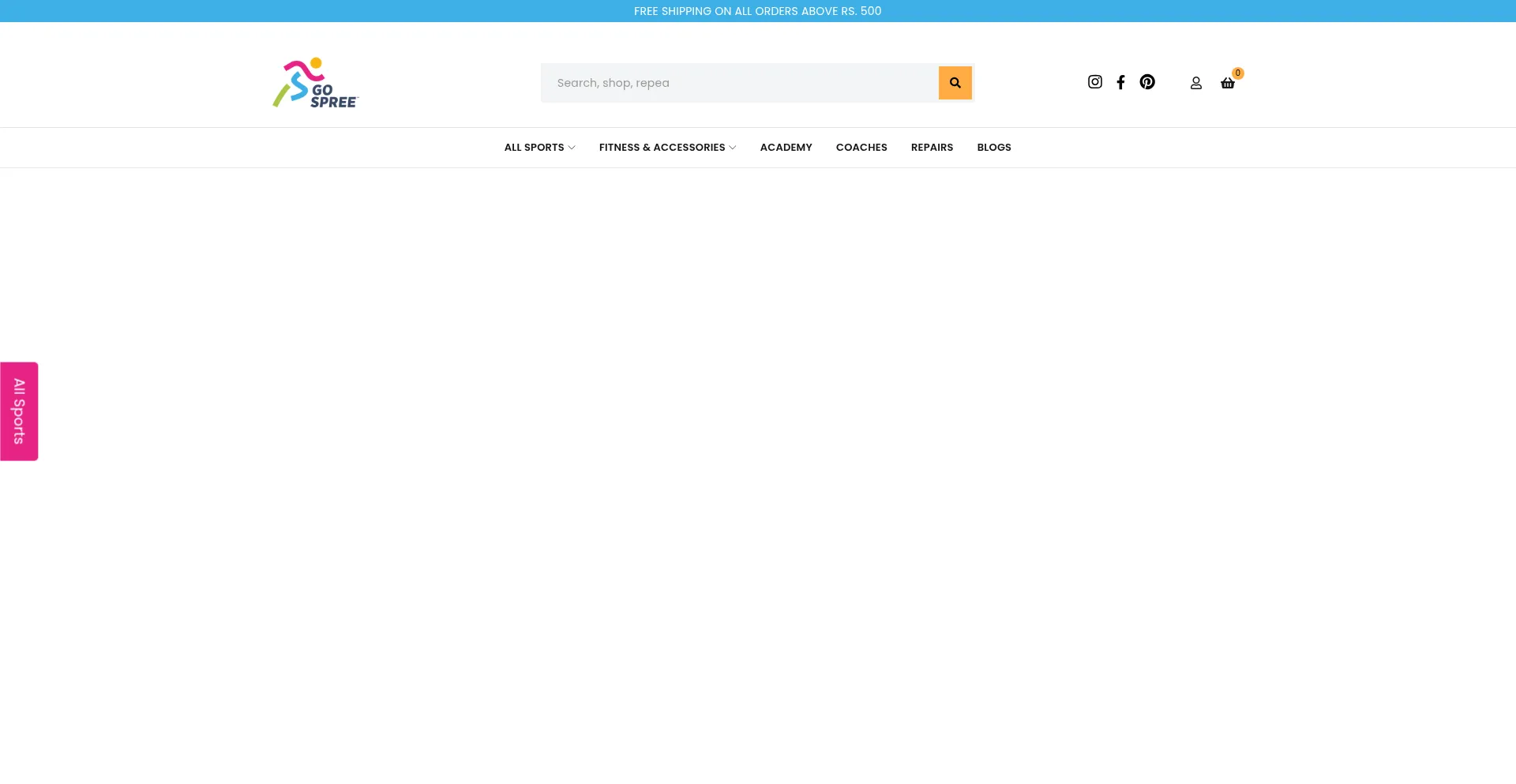 Website screenshot of Gospree.in