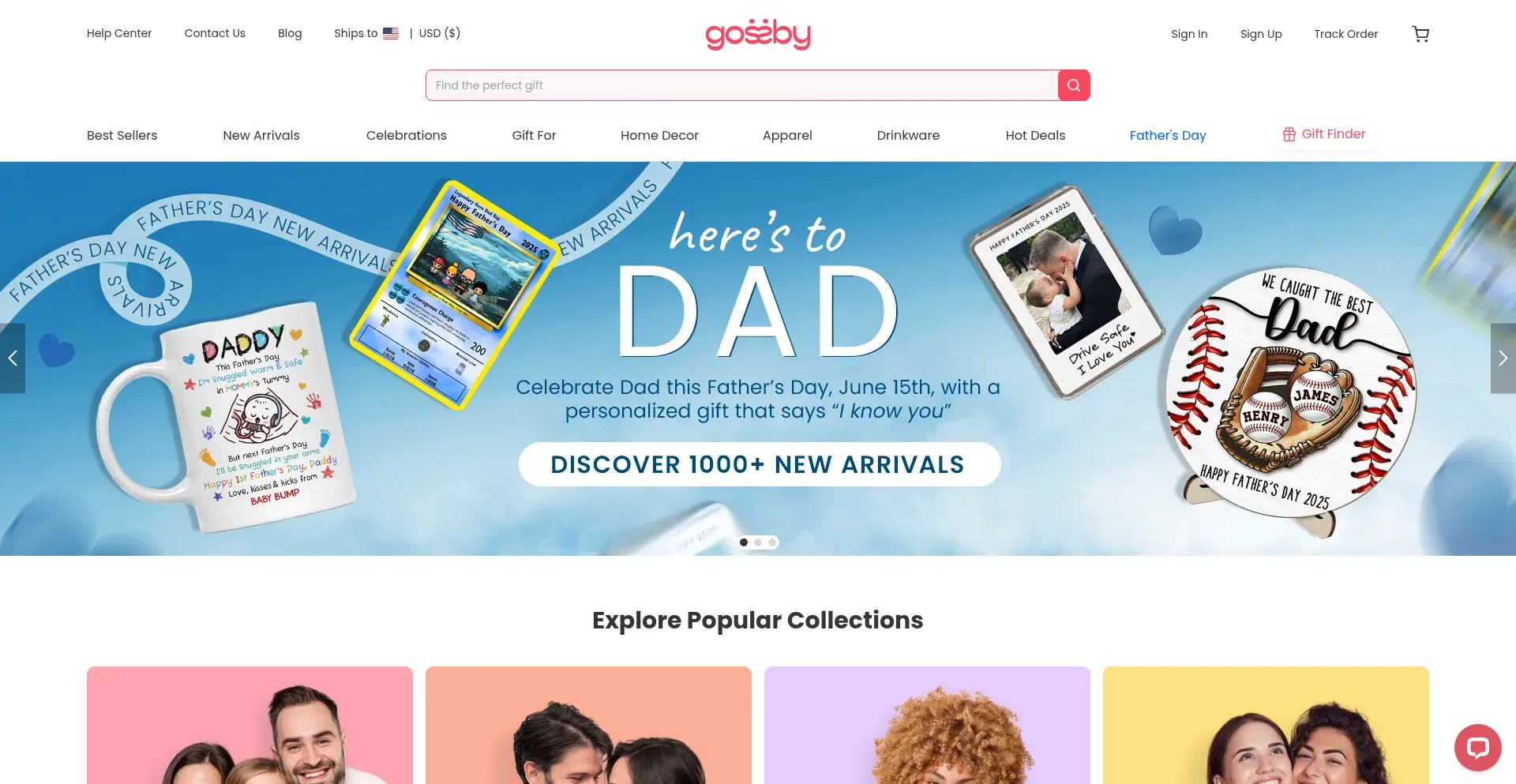 Website screenshot of Gossby.com