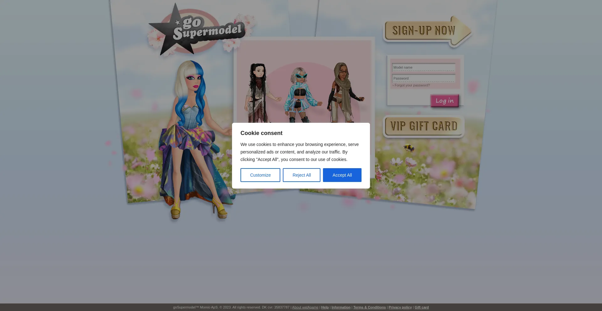 Website screenshot of Gosupermodel.com