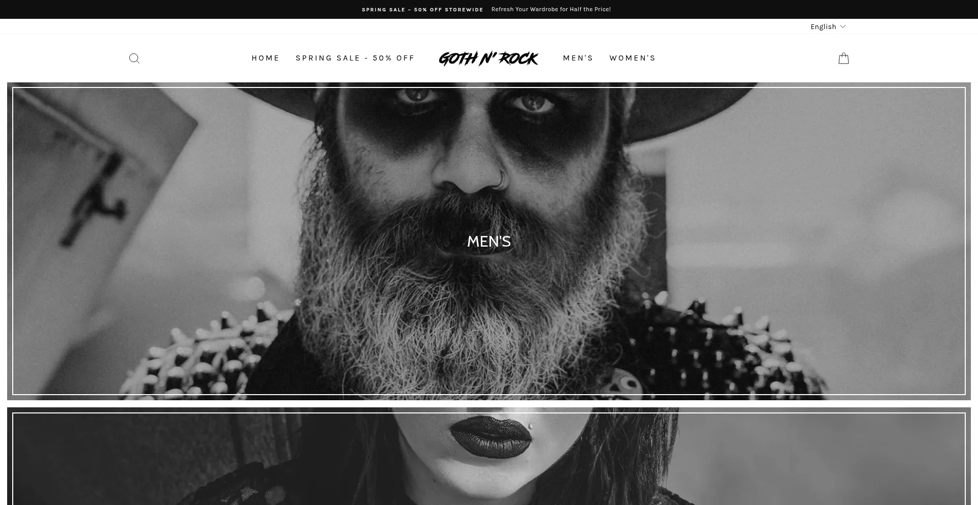 Website screenshot of Gothnrock.com