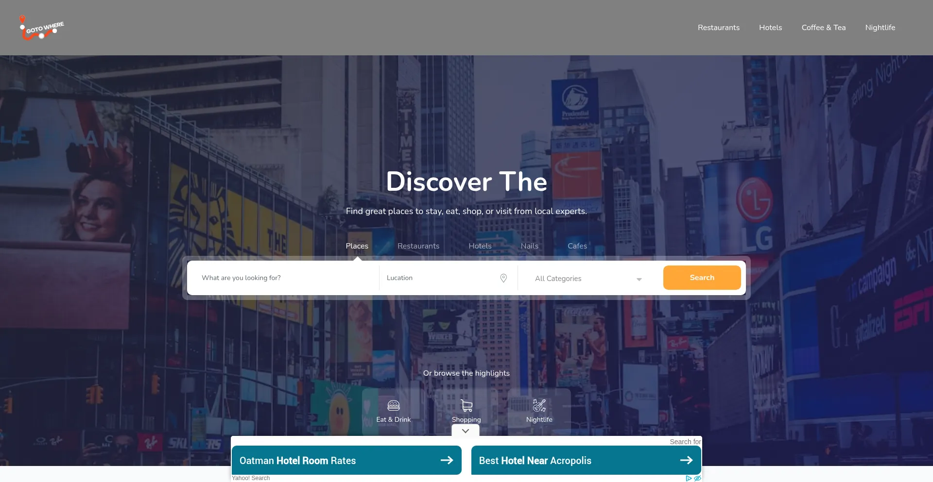 Website screenshot of Goto-where.com