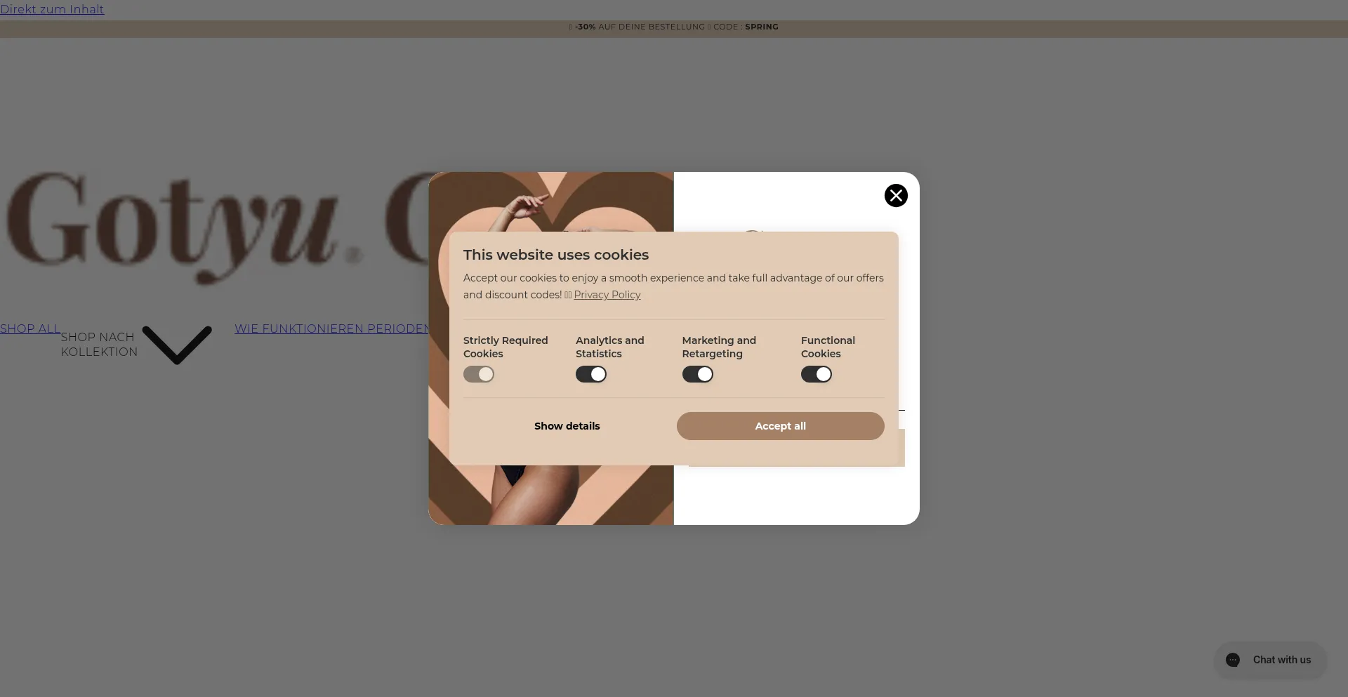 Website screenshot of Gotyu-underwear.com