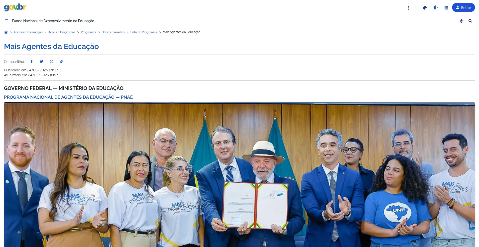 Website screenshot of Gov.agentesdaeducacao.org