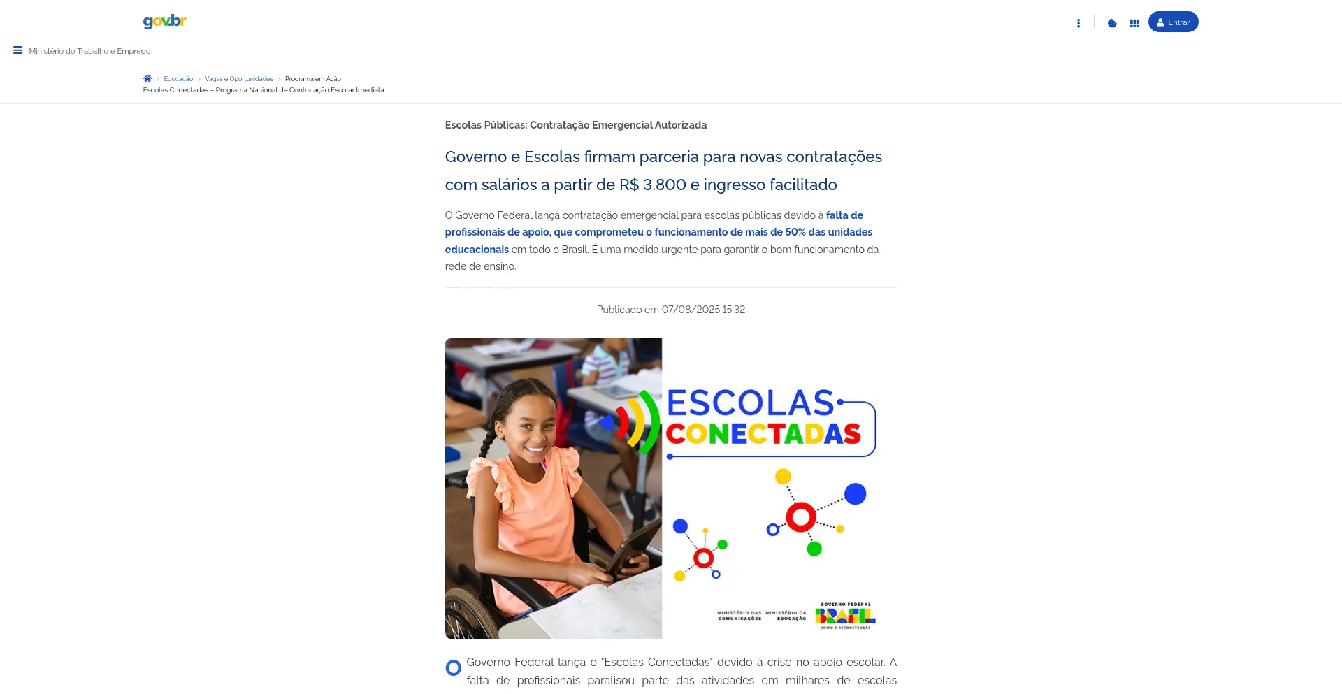 Website screenshot of Gov.br.concursoescola.org