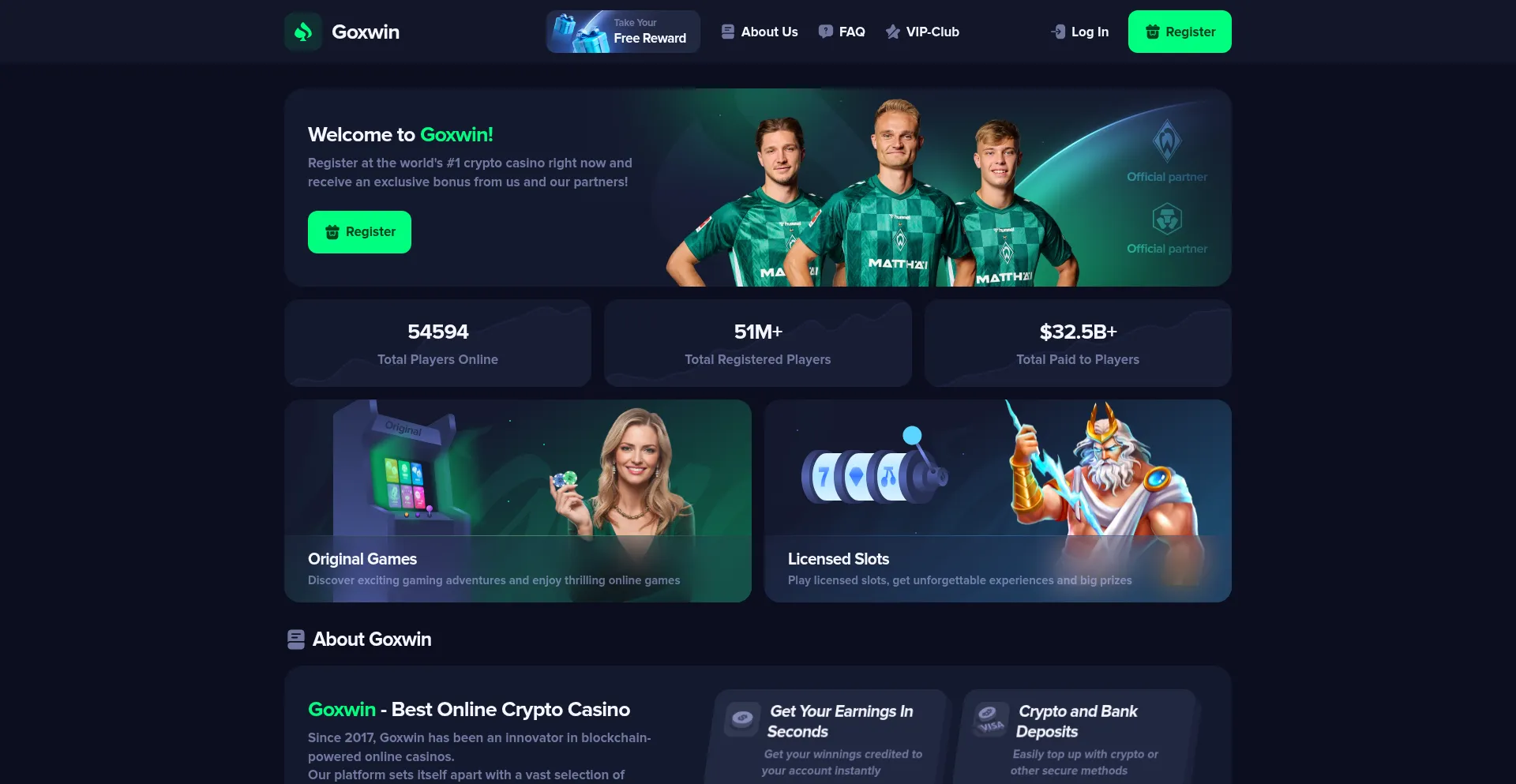 Website screenshot of Goxwin.com
