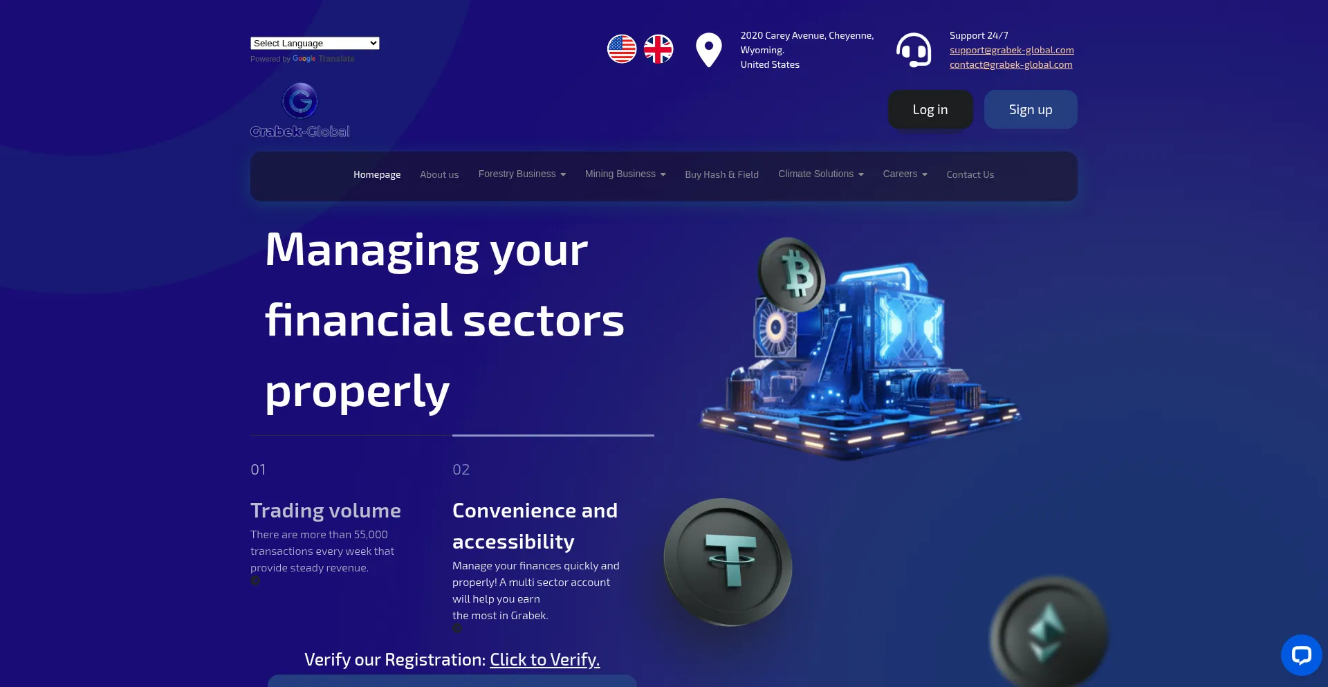 Website screenshot of Grabek-global.com
